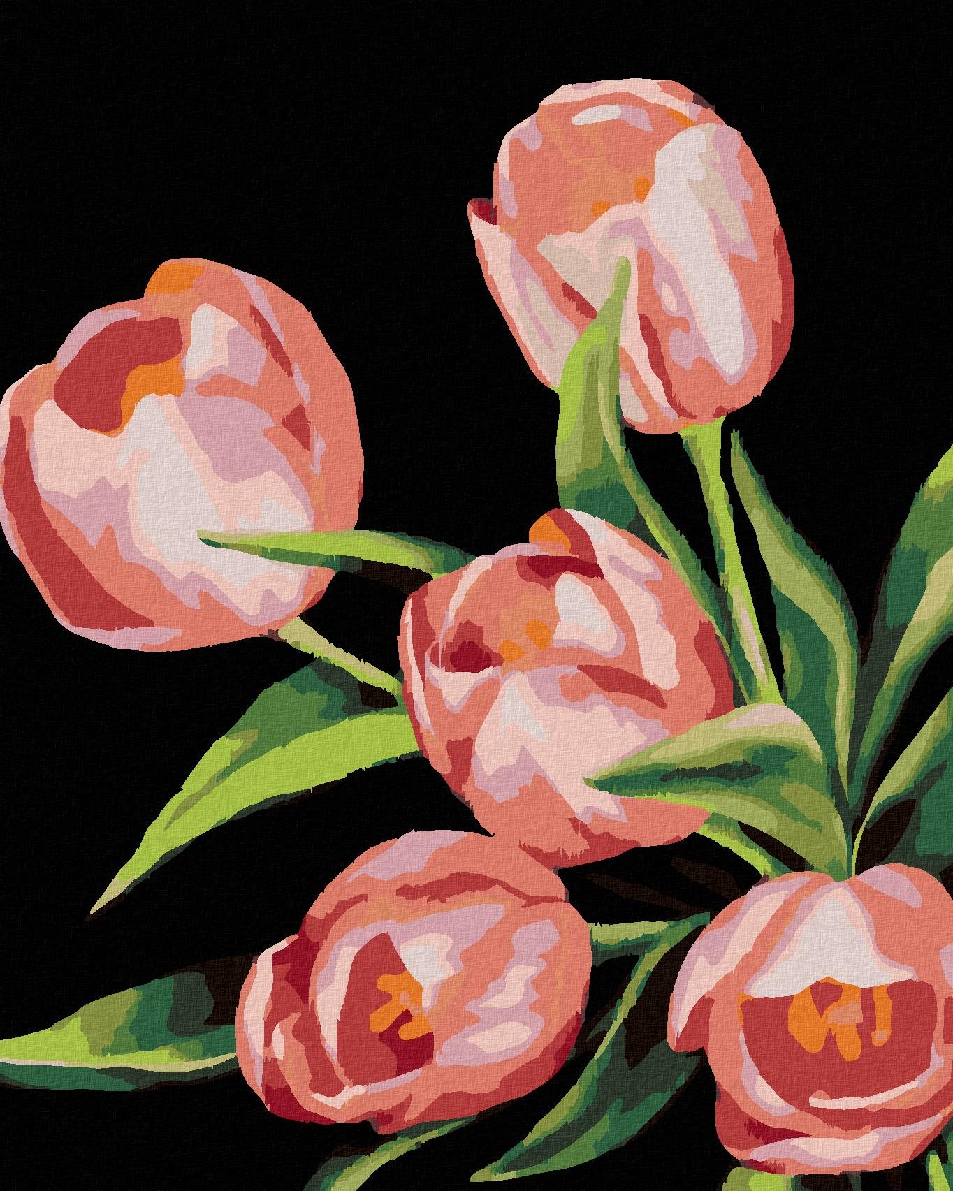 Zuty – Maľovanie Podľa Čísel – Ružové Tulipány (Myroslava Voloschuk), 80 × 100 cm, Plátno
