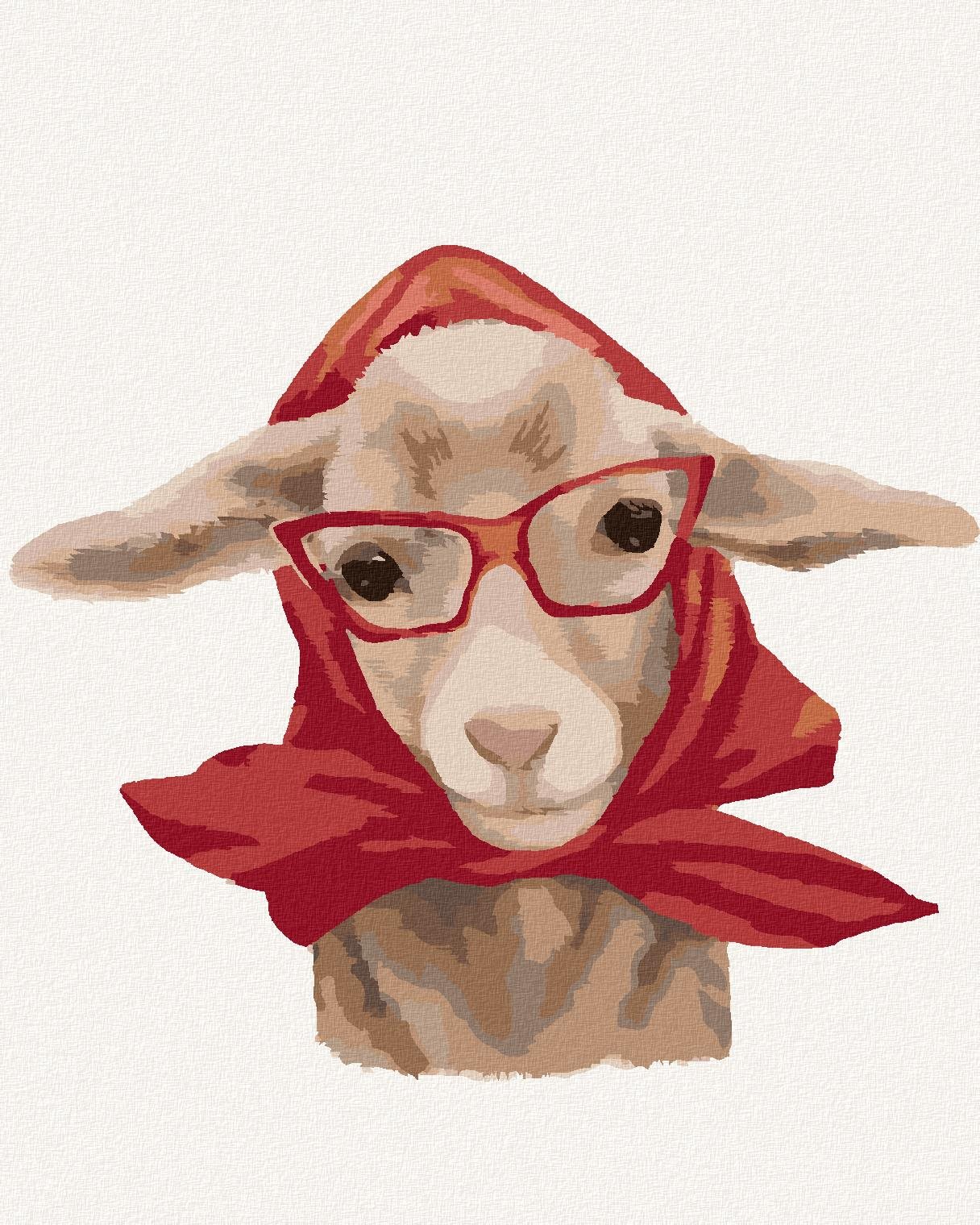 Zuty – Maľovanie Podľa Čísel – Koza S Červenou Šatkou (Myroslava Voloschuk), 80 × 100 cm, Plátno + Rám