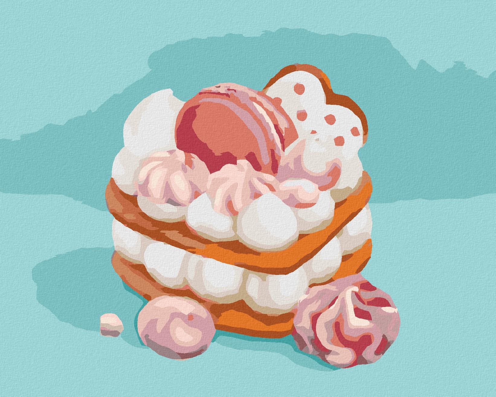 Zuty – Maľovanie Podľa Čísel – Zákusok S Marshmallow (Myroslava Voloschuk), 40 × 50 cm, Plátno + Rám