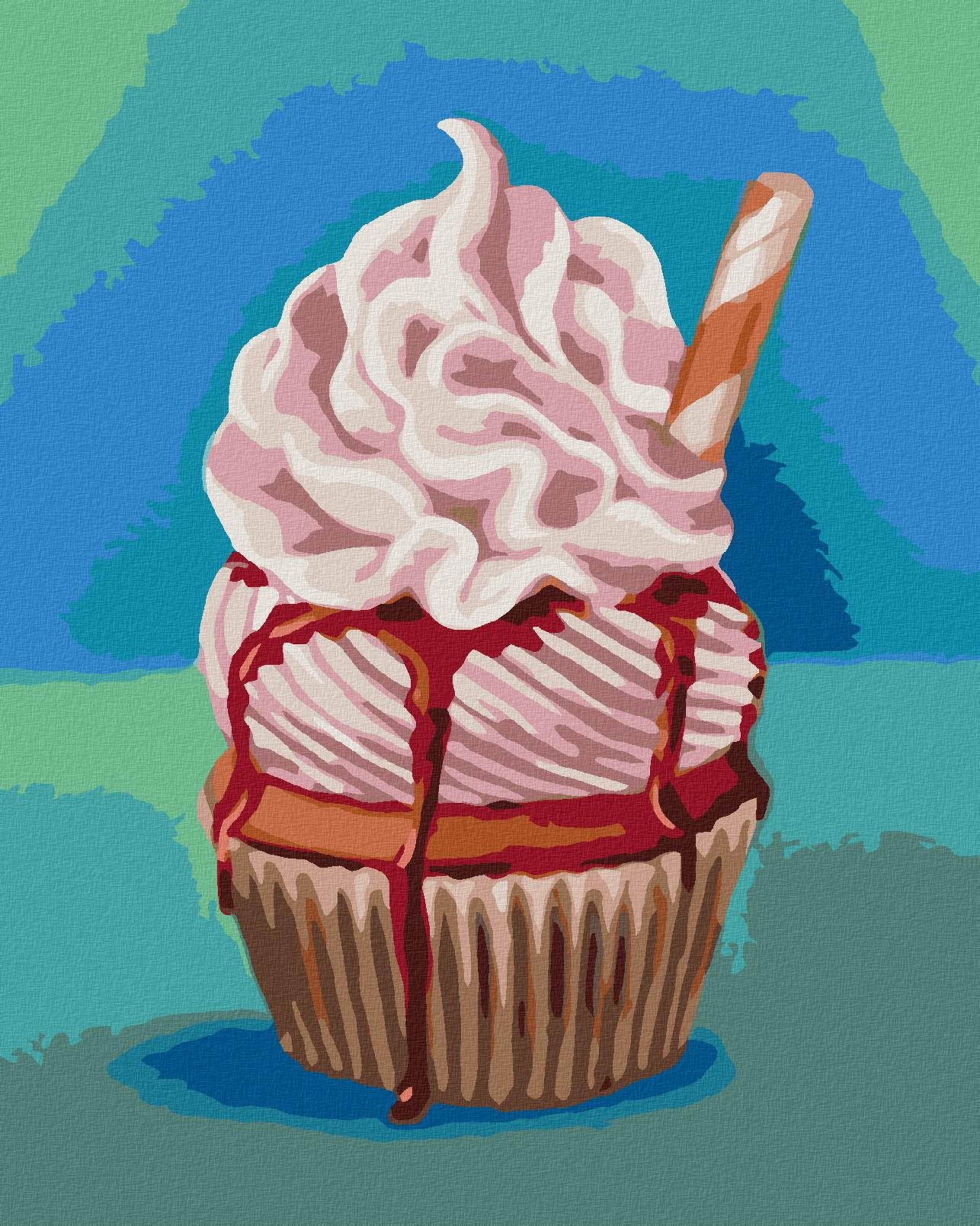 Zuty – Maľovanie podľa čísel – Cupcake so šľahačkou (Myroslava Voloschuk), 80 × 100 cm, plátno + rám
