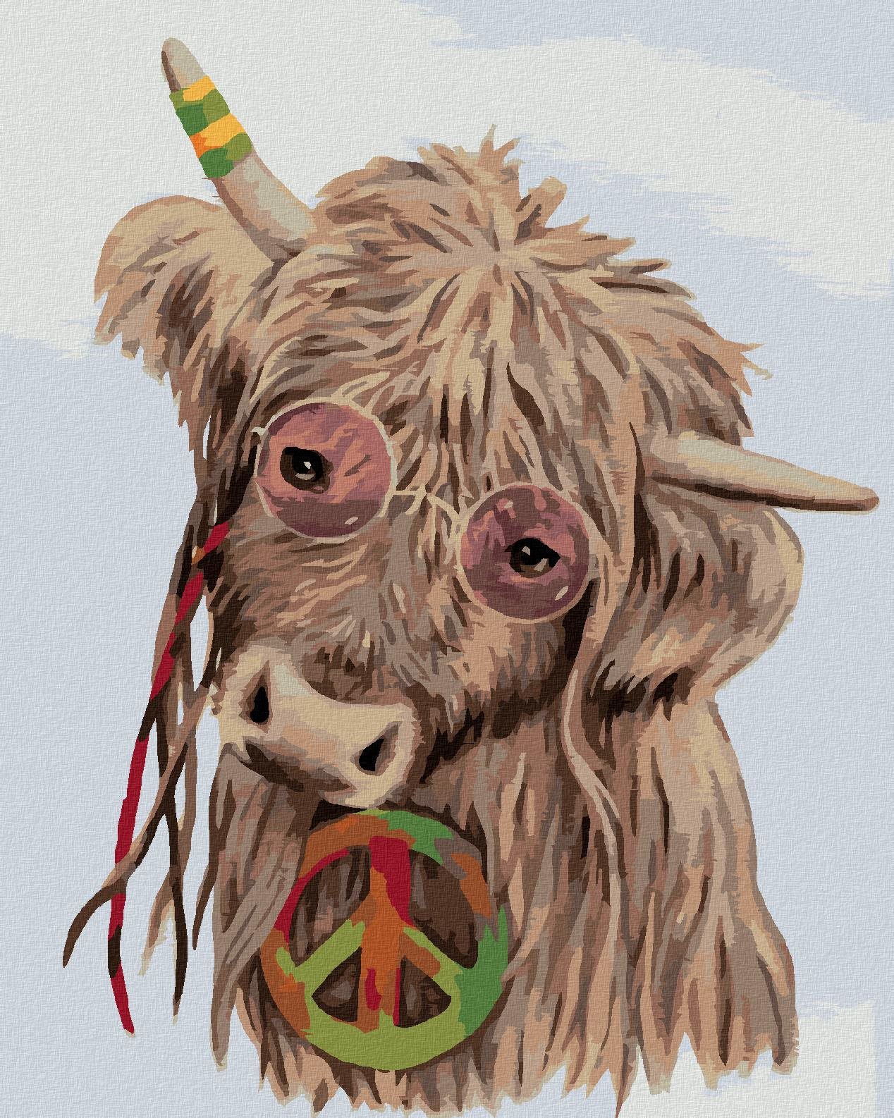 Zuty – Maľovanie Podľa Čísel – Hippie Krava (Myroslava Voloschuk), 40 × 50 cm, Plátno