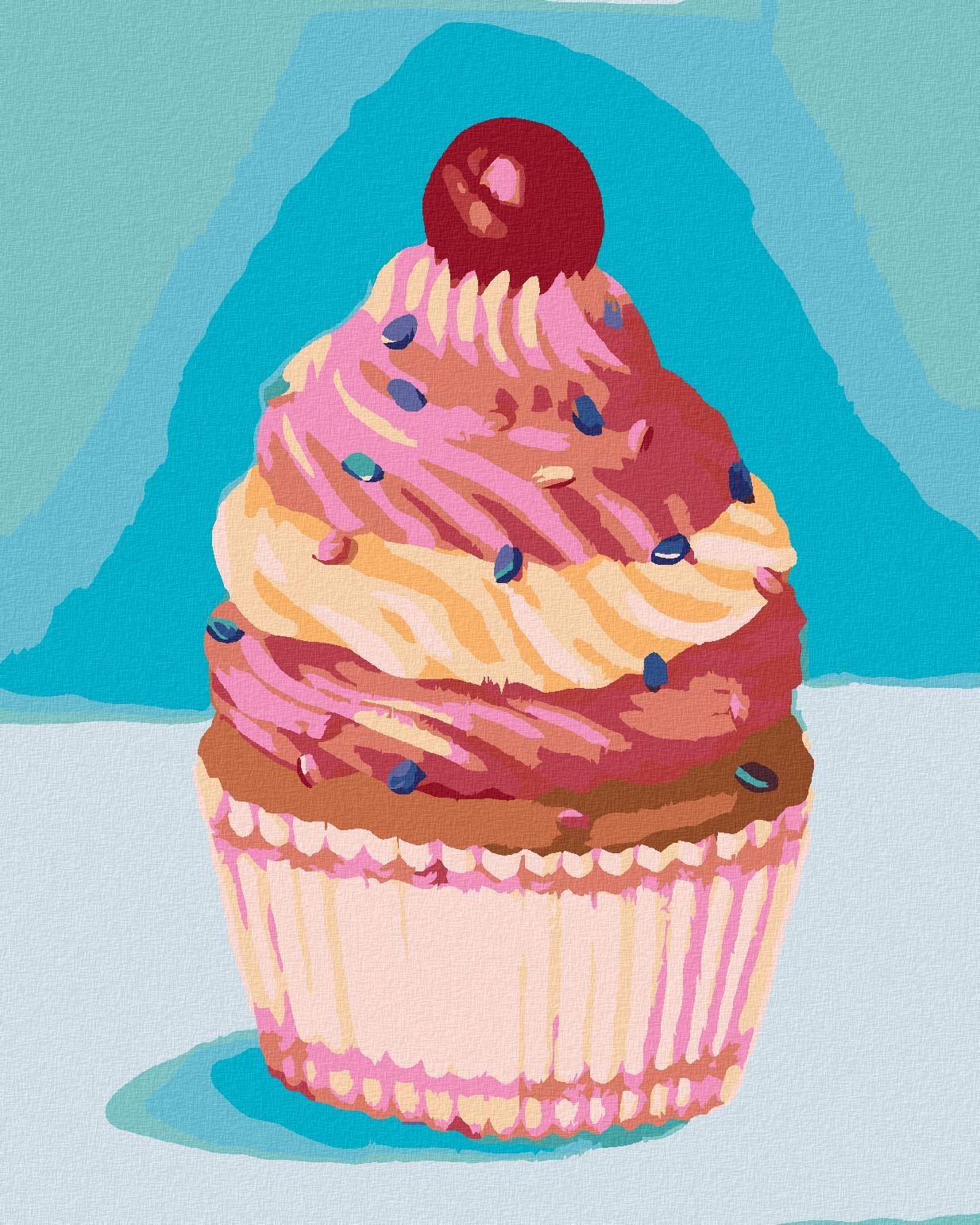Zuty – Maľovanie Podľa Čísel – Cupcake S Ružovým Krémom (Myroslava Voloschuk), 80 × 100 cm, Plátno