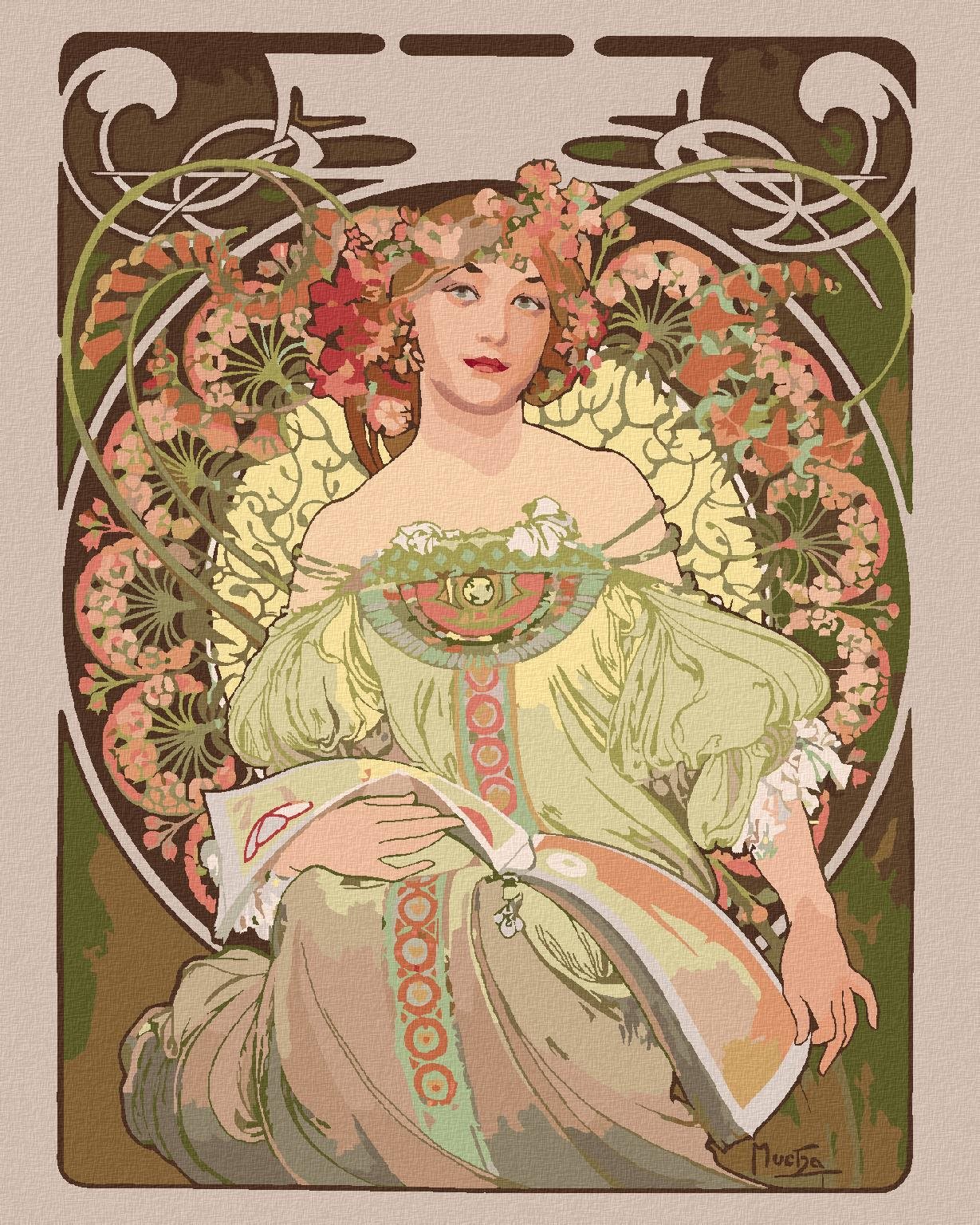 Zuty – Maľovanie Podľa Čísel – Sen (Alfons Mucha), 40 × 50 cm, Plátno + Rám