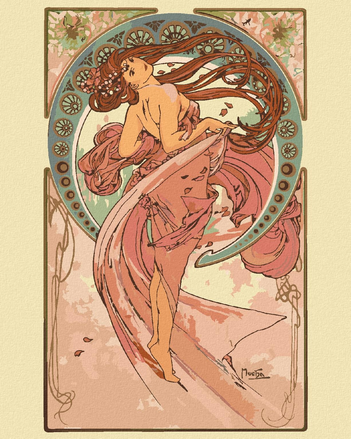 Zuty – Maľovanie Podľa Čísel – Tanec (Alfons Mucha), 80 × 100 cm, Plátno
