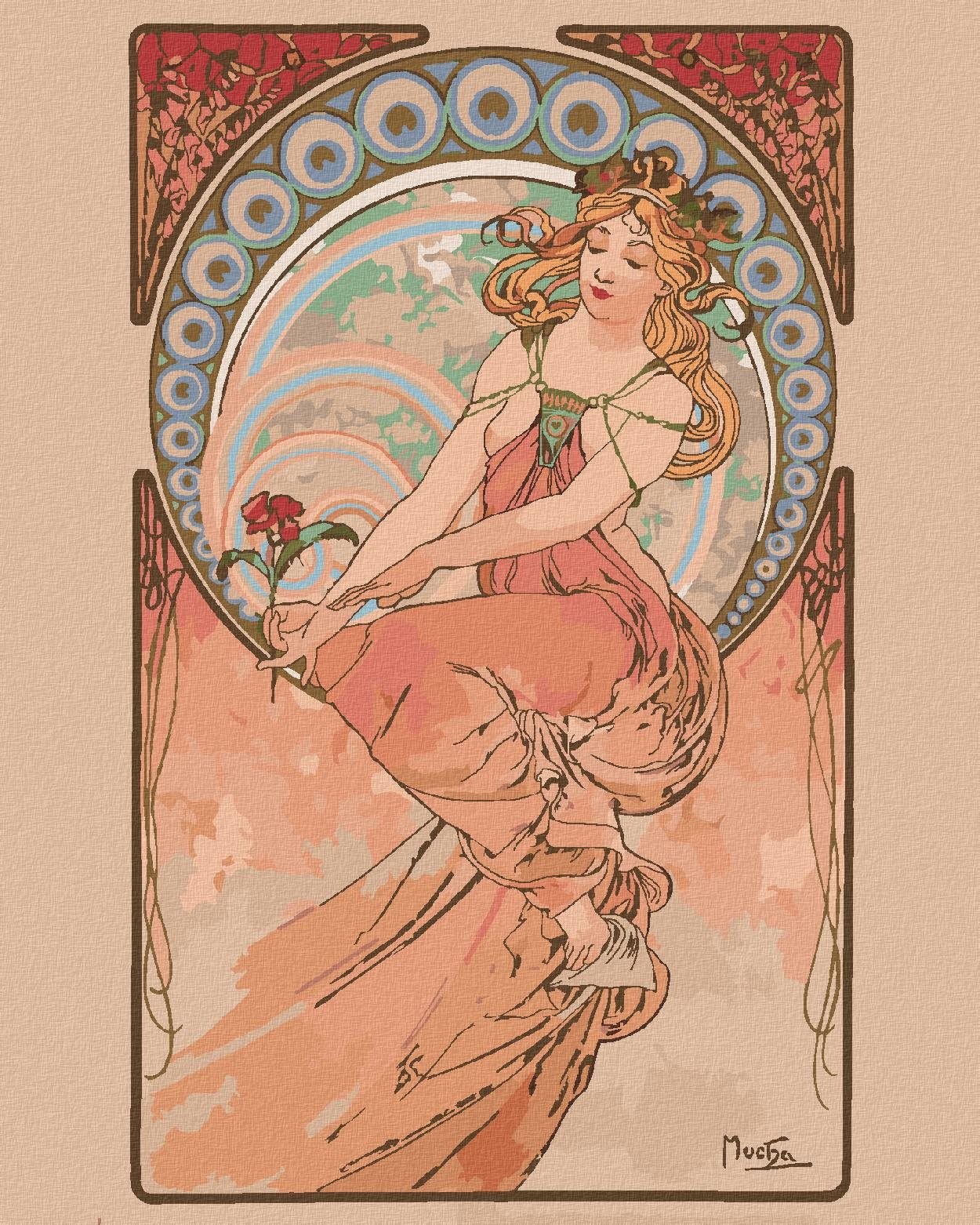 Zuty – Maľovanie Podľa Čísel – Maliarstvo (Alfons Mucha), 40 × 50 cm, Plátno