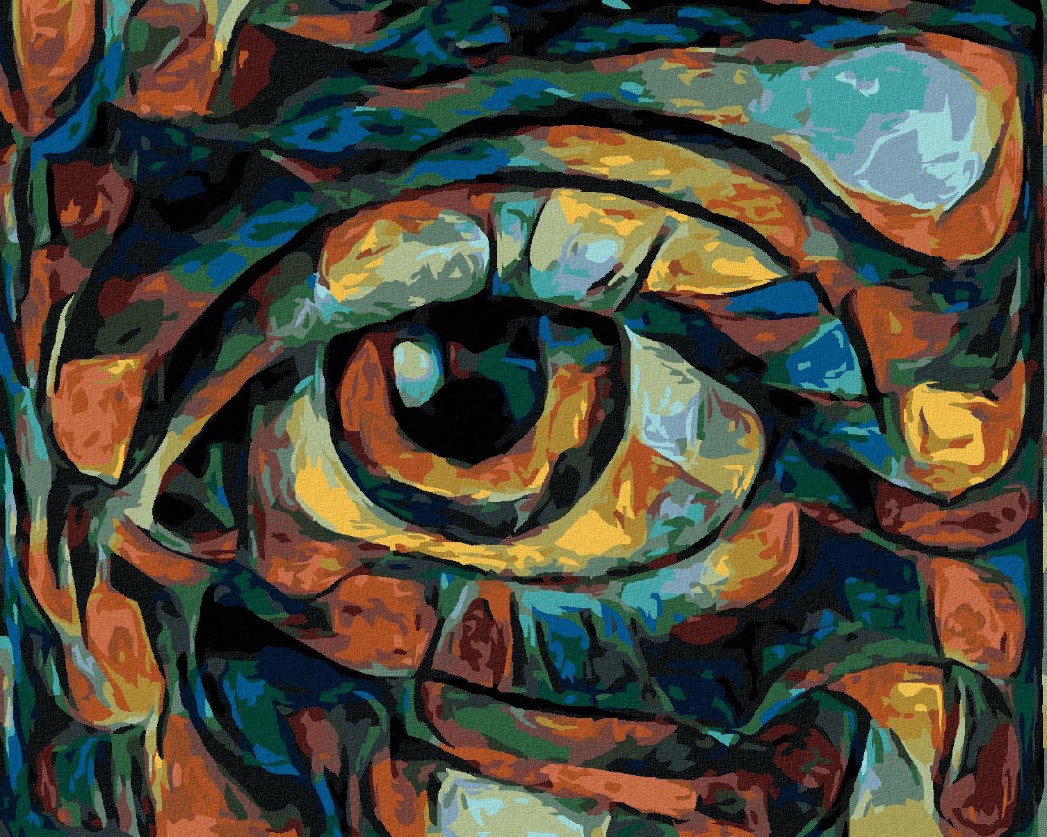 Zuty – Maľovanie Podľa Čísel – Abstraktné Oko V Tmavých Tónoch, 80 × 100 cm, Plátno