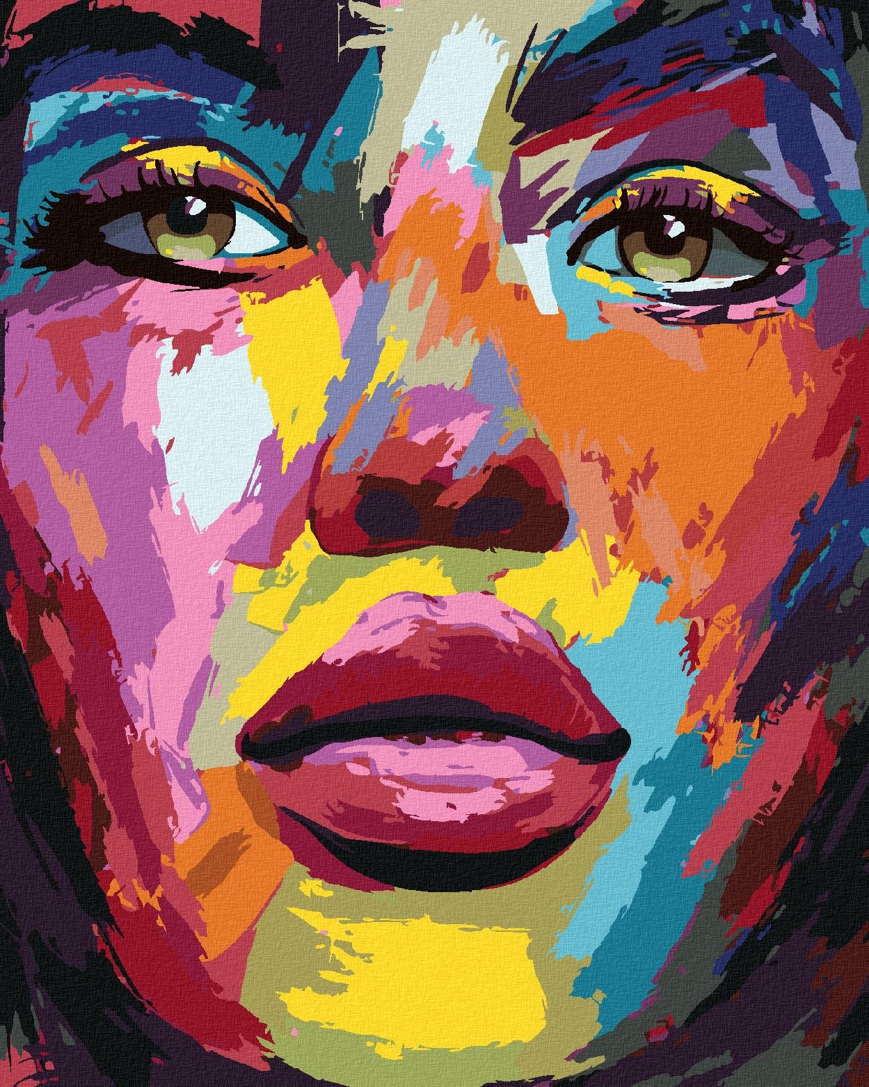 Zuty – Maľovanie Podľa Čísel – Farebná Tvár Ženy, 80 × 100 cm, Plátno + Rám
