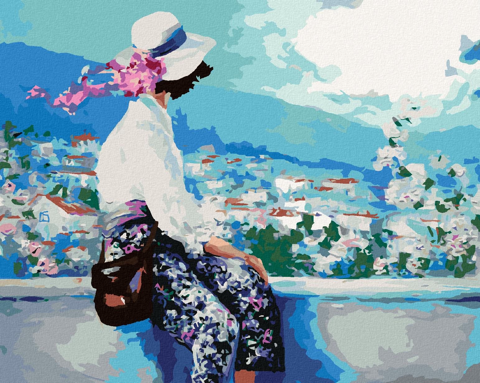 Zuty – Maľovanie Podľa Čísel – Žena Sediaca Na Múriku, 80 × 100 cm, Plátno