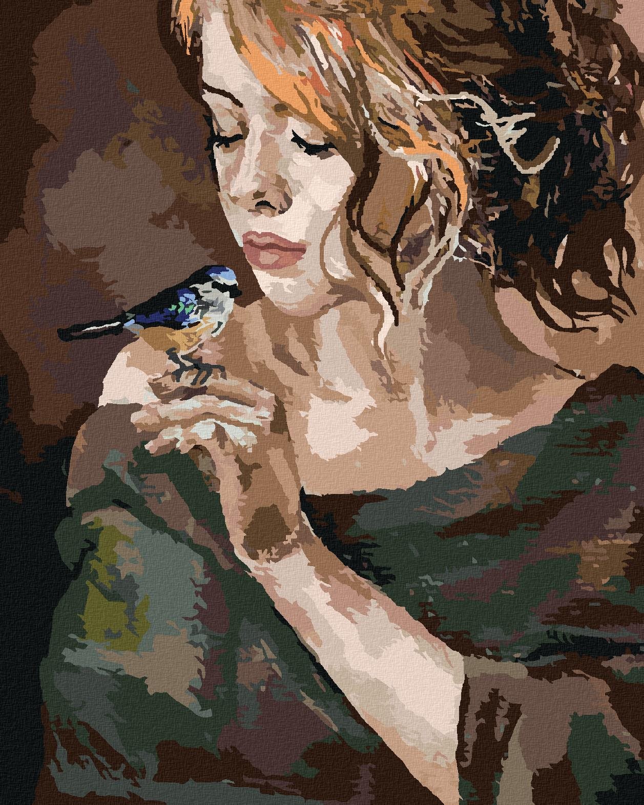 Zuty – Maľovanie Podľa Čísel – Dievča S Vtáčikom, 40 × 50 cm, Plátno + Rám