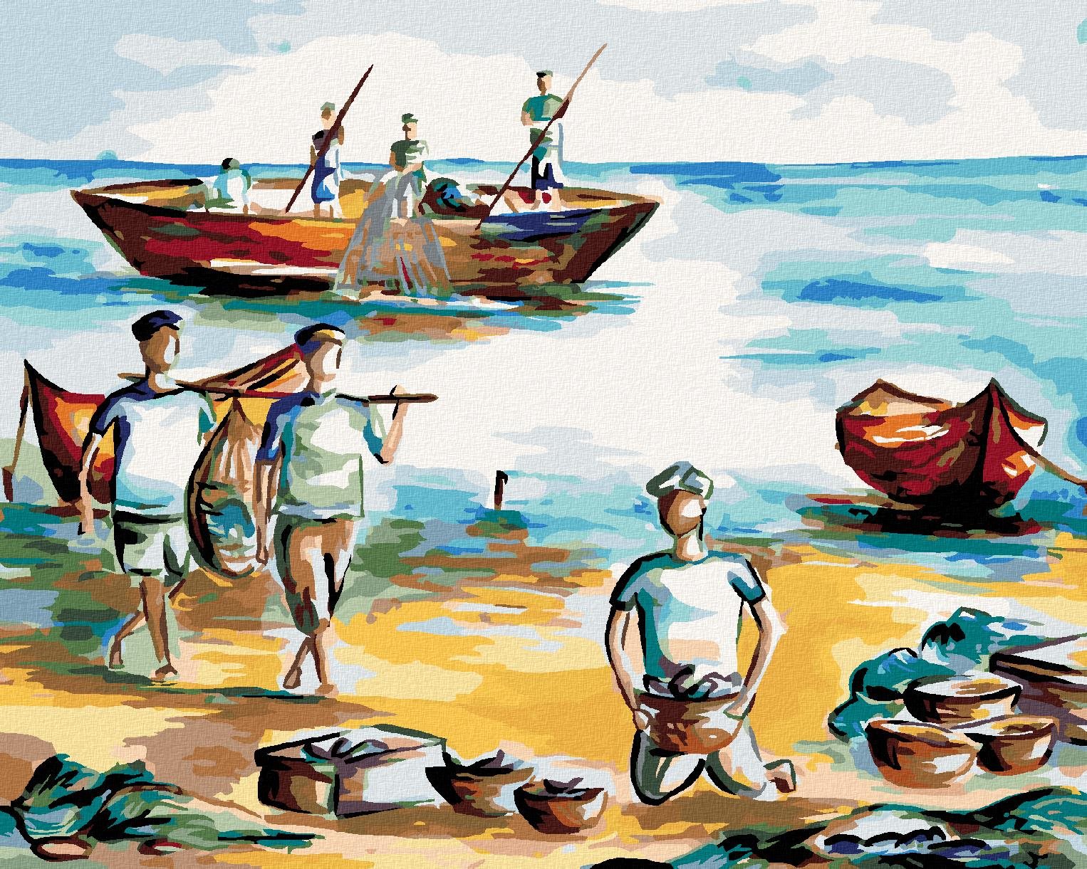 Zuty – Maľovanie Podľa Čísel – Rybári Na Pobreží, 80 × 100 cm, Plátno