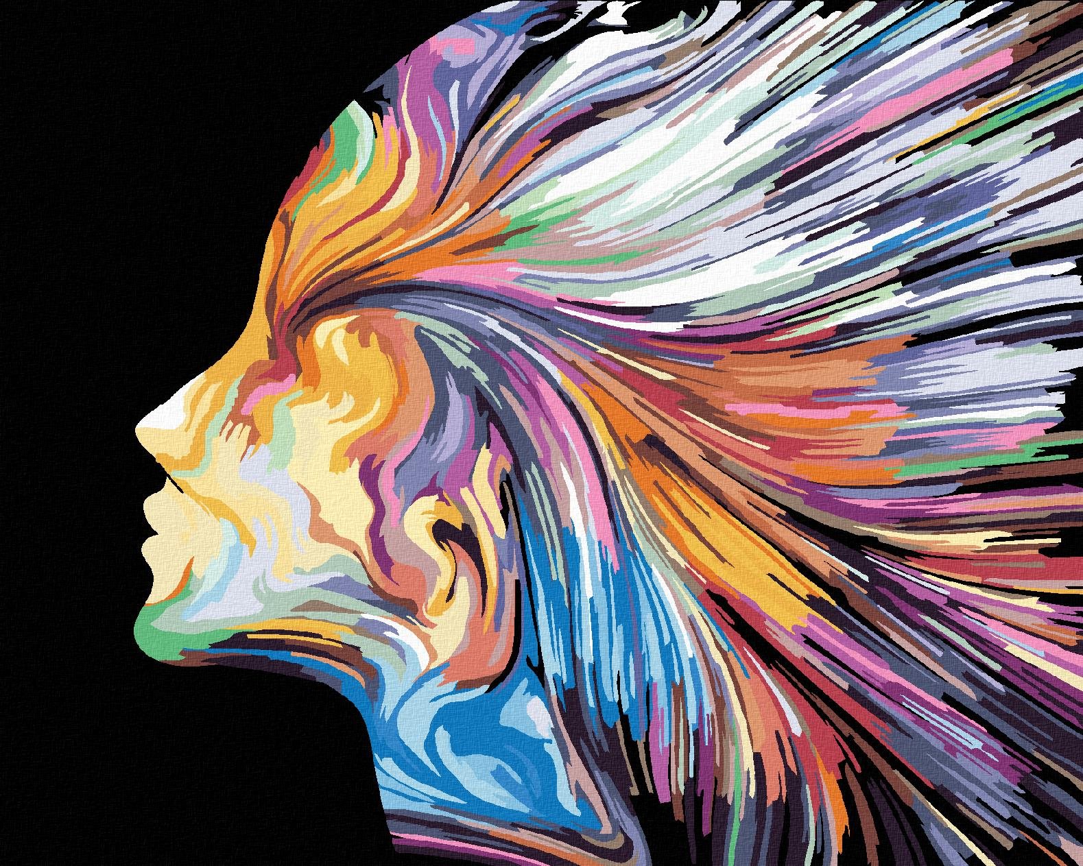 Zuty – Maľovanie Podľa Čísel – Žena S Farebnými Pruhmi, 40 × 50 cm, Plátno + Rám