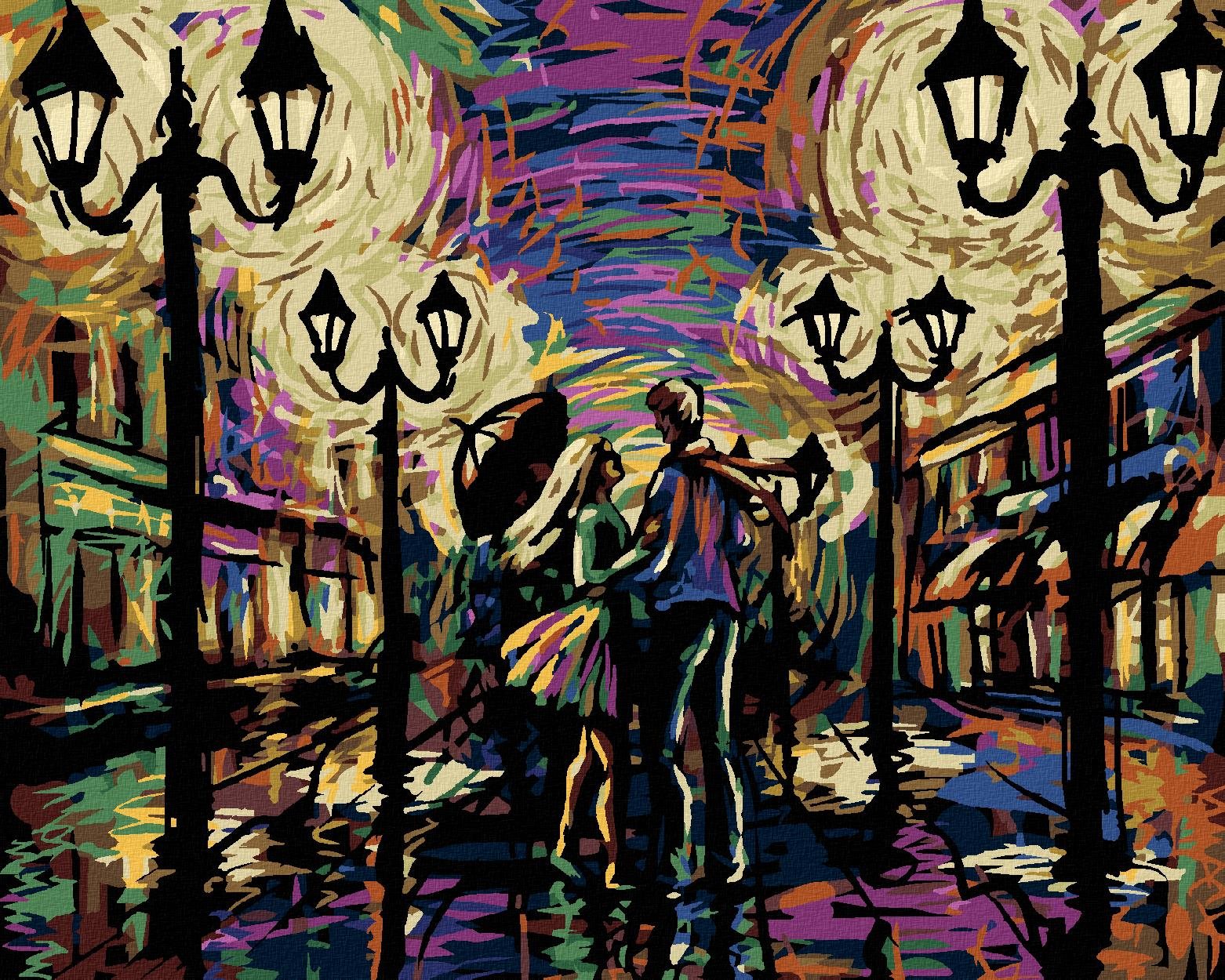 Zuty – Maľovanie podľa čísel – Zamilovaný pár pod dáždnikom, 40 × 50 cm, plátno + rám