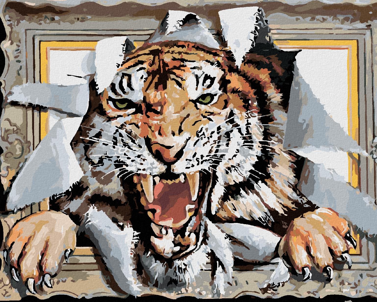 Zuty – Maľovanie podľa čísel – Tiger v ráme (D. Rusty Rust), 40 × 50 cm, plátno + rám