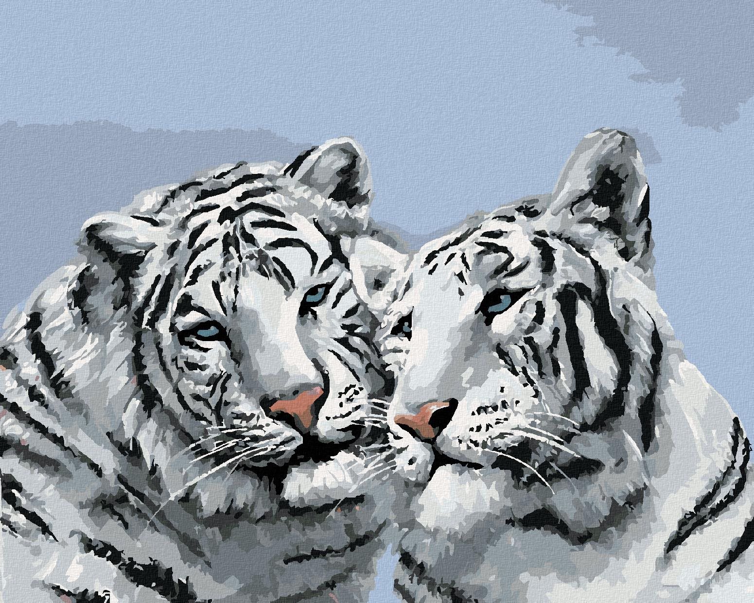 Zuty – Maľovanie Podľa Čísel – Biely Tiger Portrét (D. Rusty Rust), 80 × 100 cm, Plátno