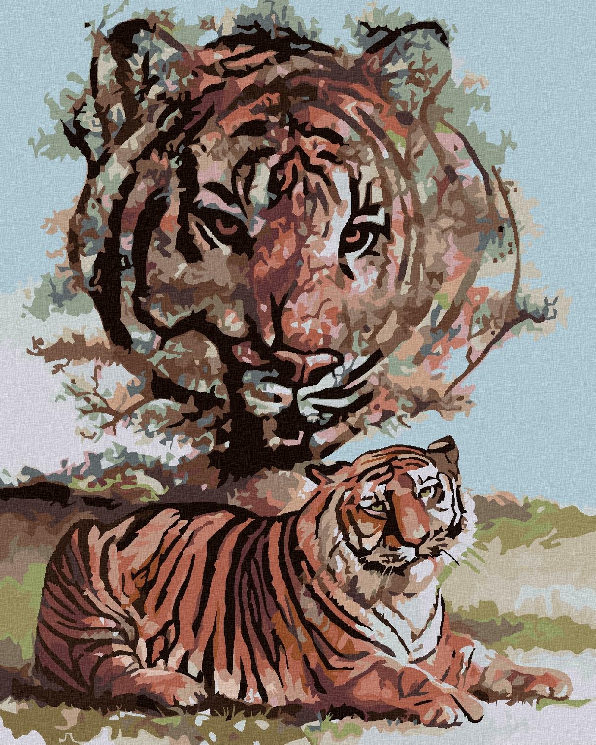 Zuty – Maľovanie podľa čísel – Tiger a strom (D. Rusty Rust), 40 × 50 cm, plátno + rám