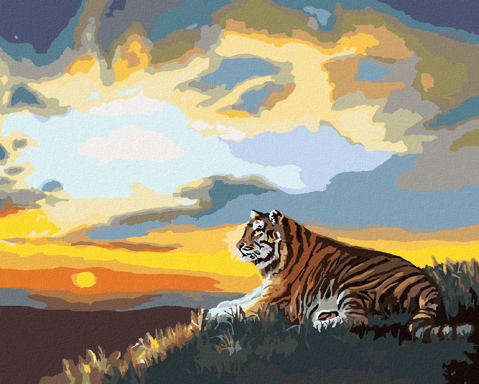Zuty – Maľovanie podľa čísel – Tiger a západ slnka (D. Rusty Rust), 40 × 50 cm, plátno