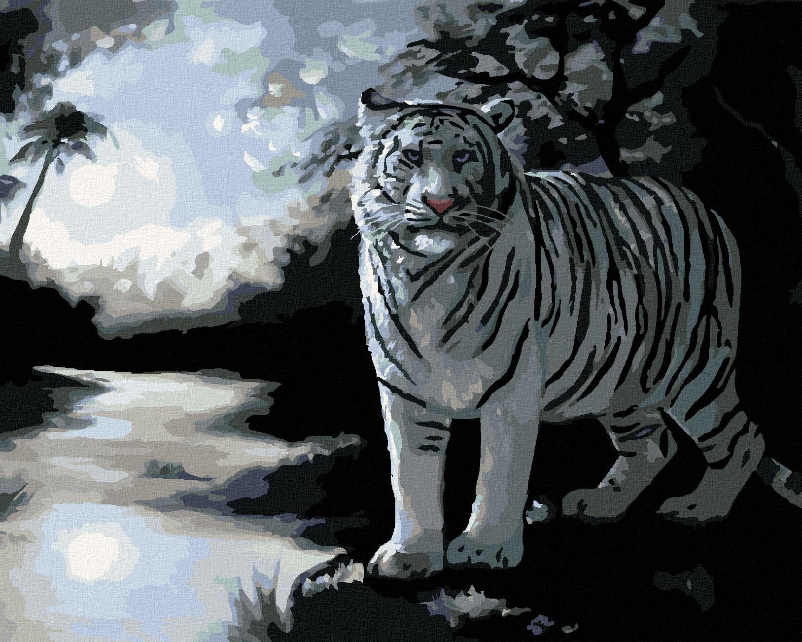 Zuty – Maľovanie podľa čísel – Biely tiger a rieka (D. Rusty Rust), 80 × 100 cm, plátno