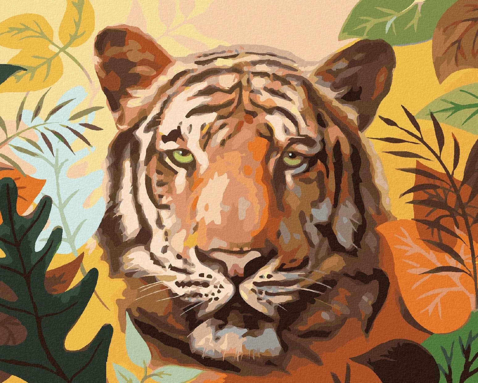 Zuty – Maľovanie podľa čísel – Tiger a listy (D. Rusty Rust), 80 × 100 cm, plátno + rám