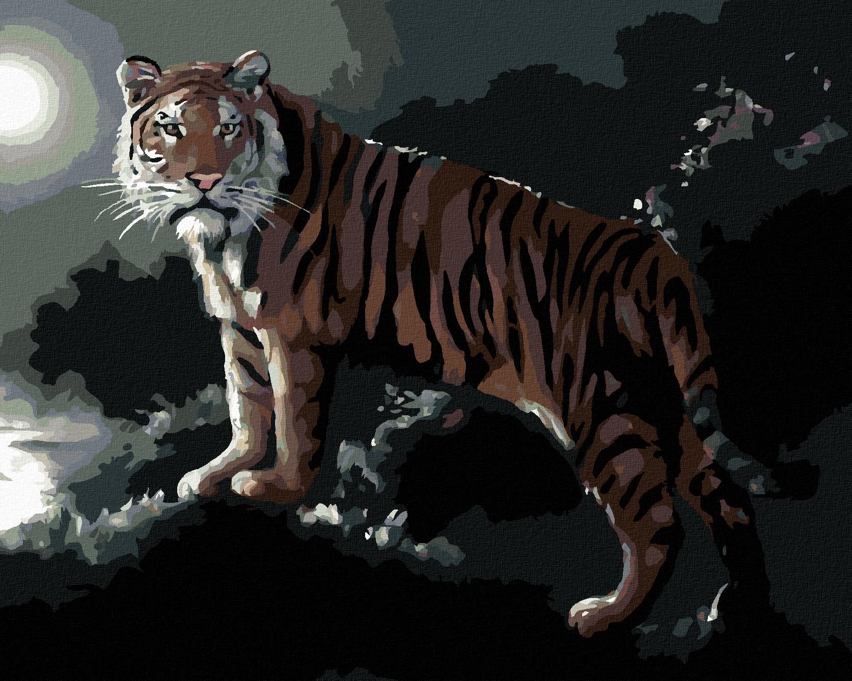 Zuty – Maľovanie podľa čísel – Tiger a spln (D. Rusty Rust), 40 × 50 cm, plátno