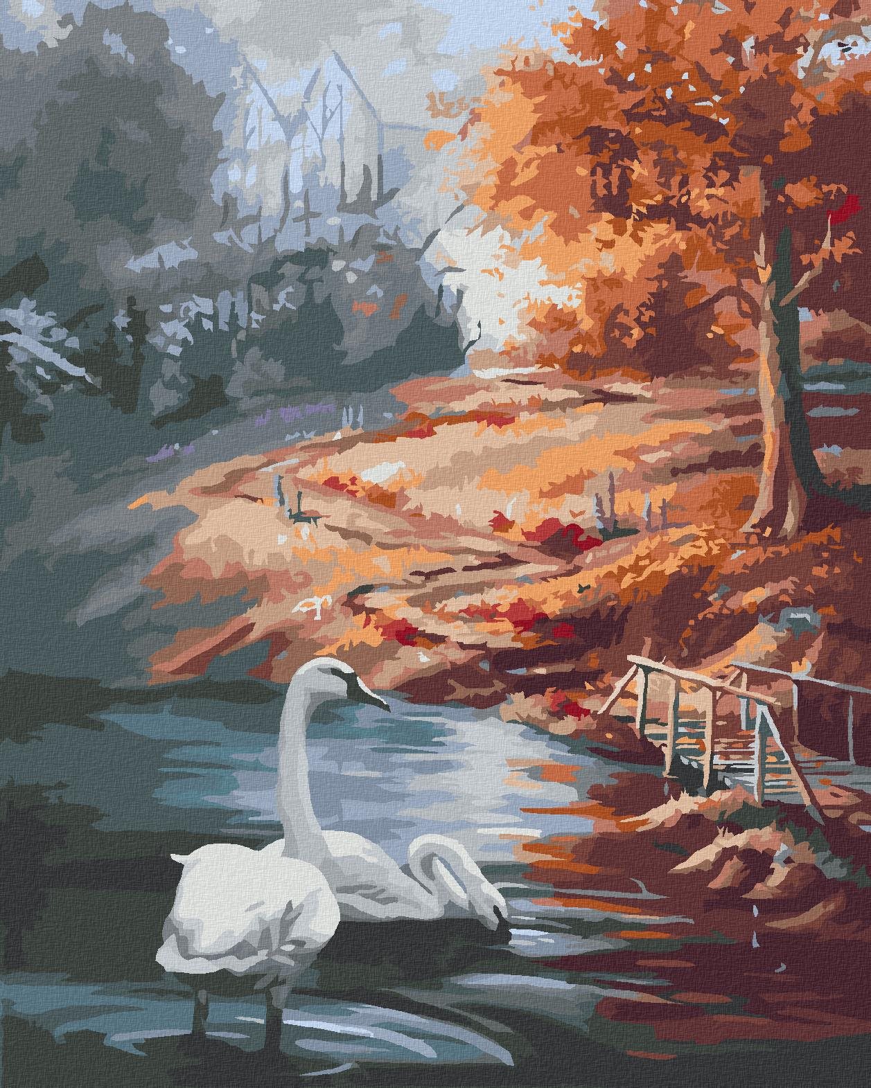 Zuty – Maľovanie podľa čísel – Labute a jeseň (D. Rusty Rust), 80 × 100 cm, plátno + rám