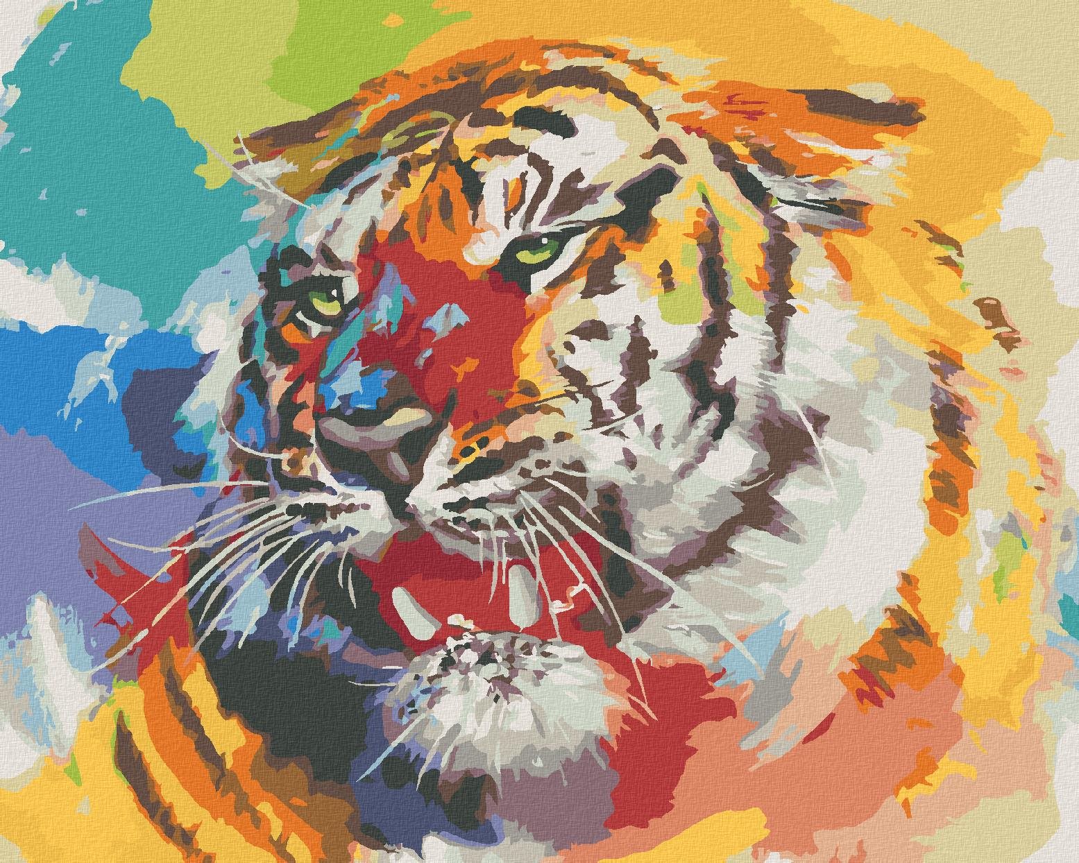 Zuty – Maľovanie Podľa Čísel – Tiger A Farby Pohľad (D. Rusty Rust), 40 × 50 cm, Plátno