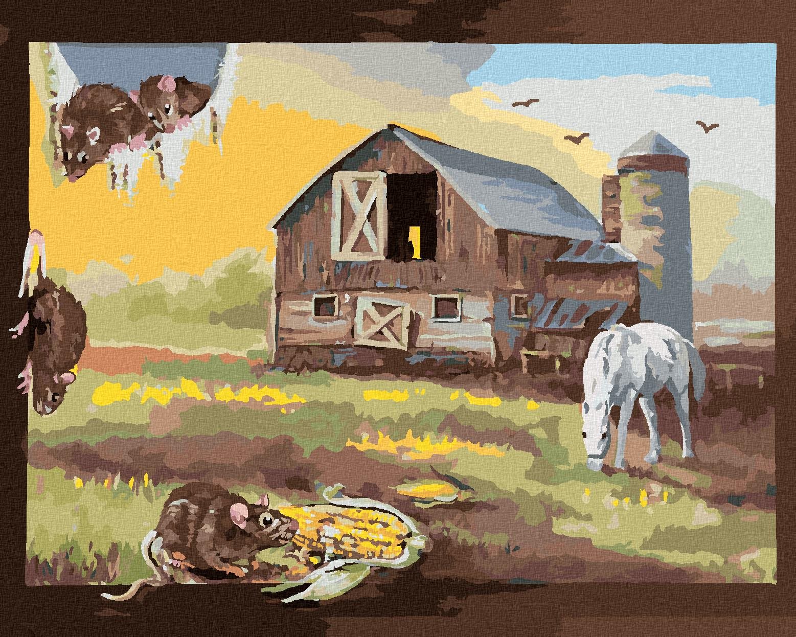 Zuty – Maľovanie podľa čísel – Krysa v obraze farmy a kone (D. Rusty Rust), 40 × 50 cm, plátno + rám