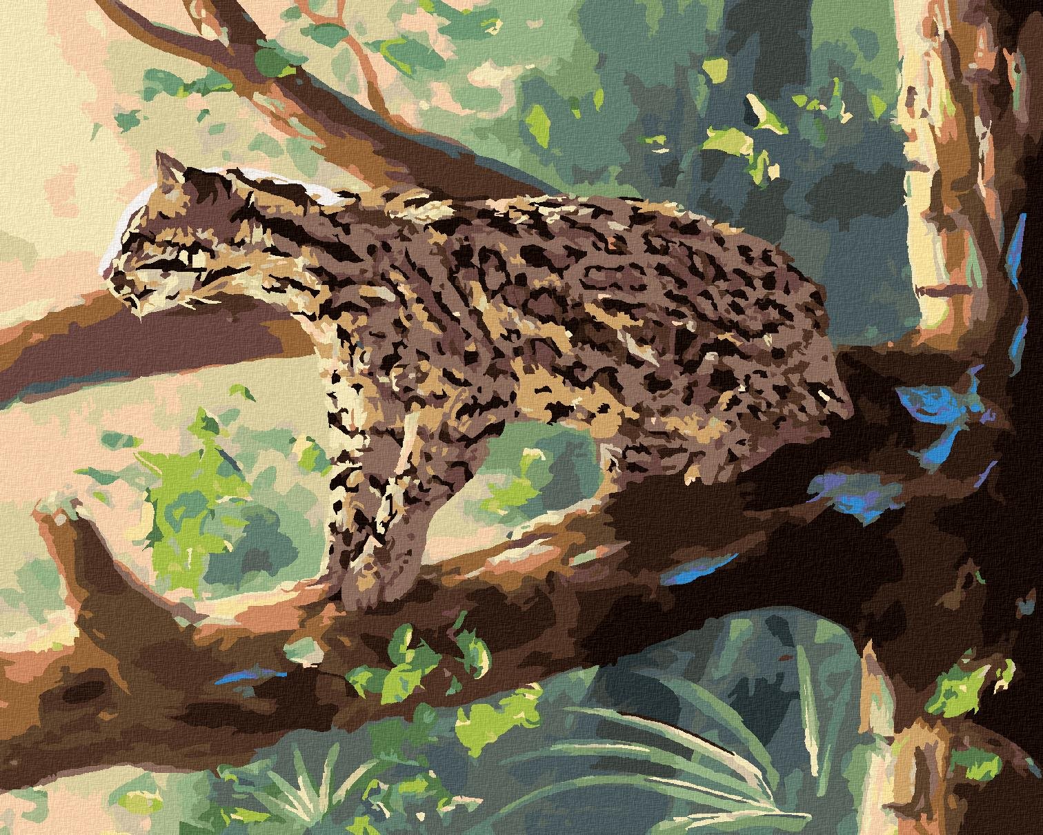 Zuty – Maľovanie podľa čísel – Ocelot sediaci na vetve (D. Rusty Rust), 40 × 50 cm, plátno + rám