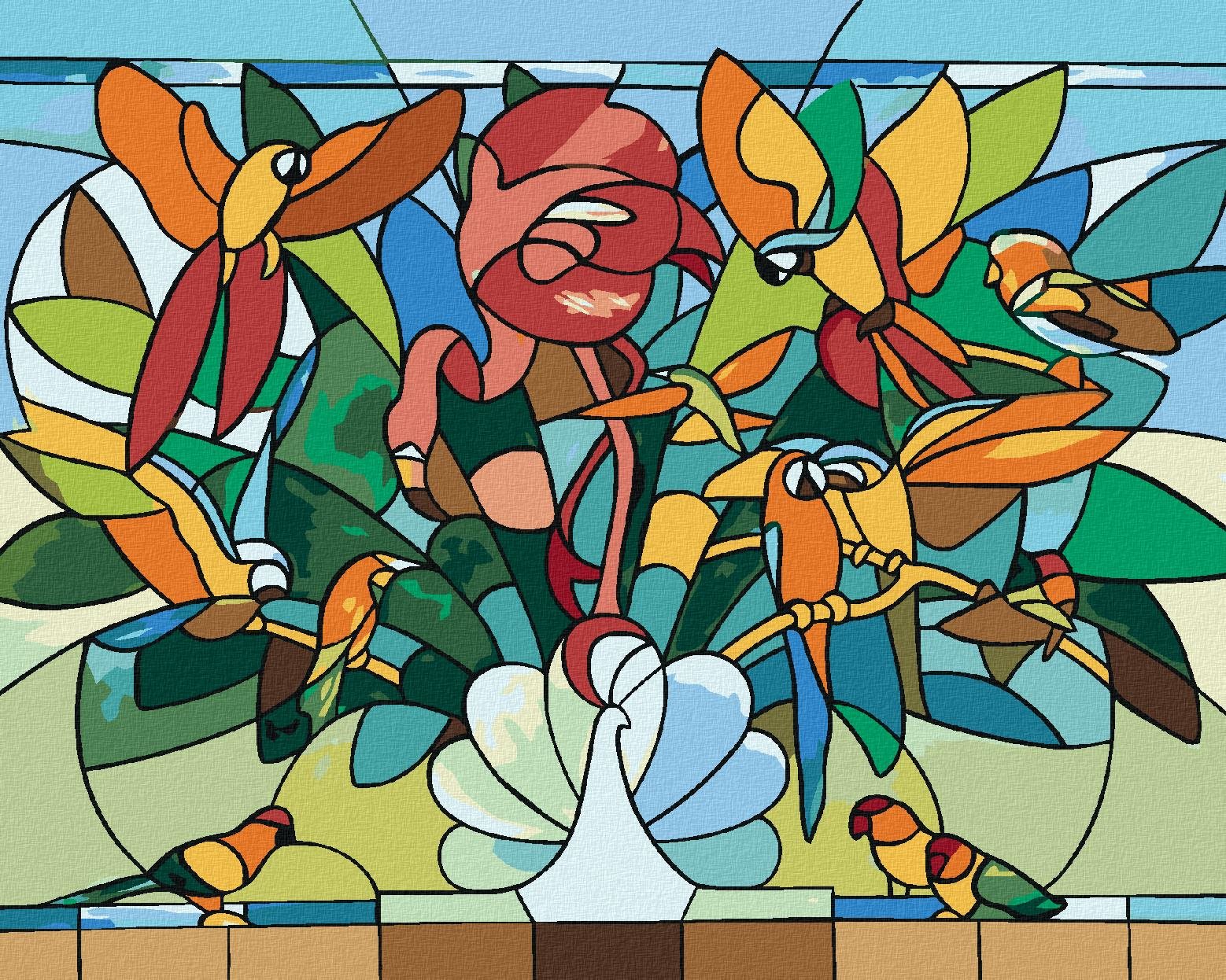 Zuty – Maľovanie podľa čísel – Mozaika vtáky (D. Rusty Rust), 40 × 50 cm, plátno + rám