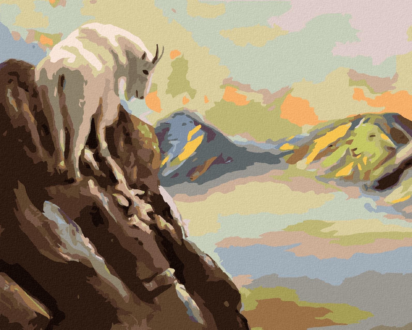 Zuty - Malování Podle Čísel - Koza A Hory (D. Rusty Rust), 40 × 50 cm, plátno