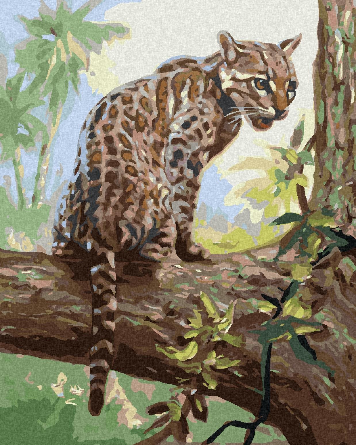 Zuty – Maľovanie podľa čísel – Ocelot mláďa na strome (D. Rusty Rust), 40 × 50 cm, plátno