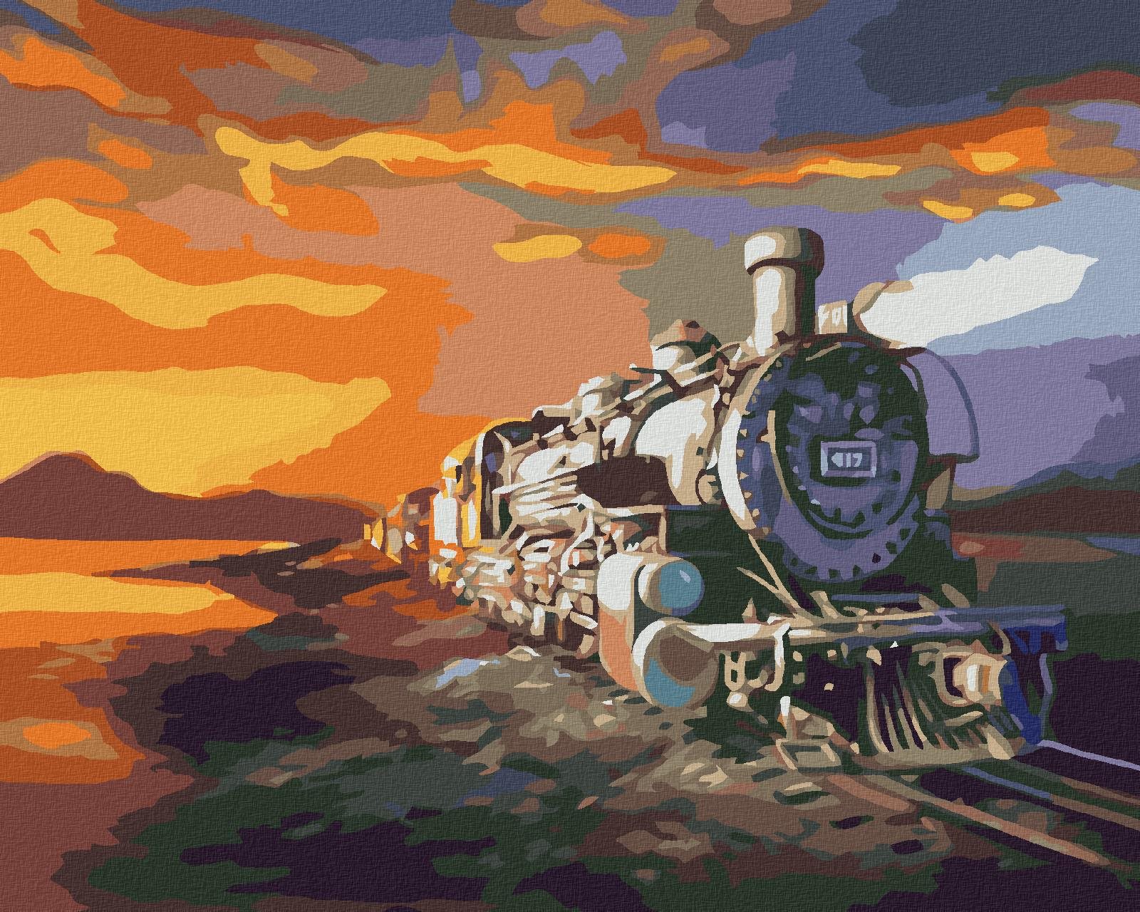 Zuty – Maľovanie podľa čísel – Vlak za súmraku (D. Rusty Rust), 40 × 50 cm, plátno