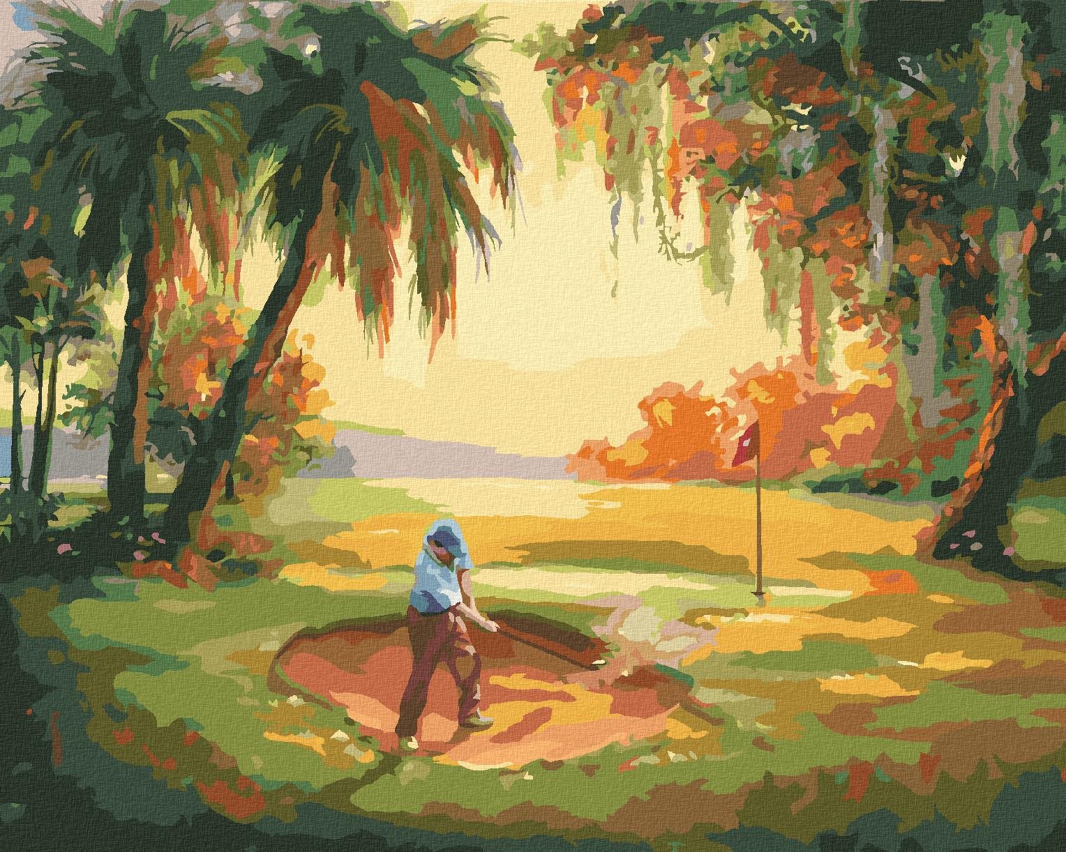 Zuty – Maľovanie podľa čísel – Golfista patujúci z bunkra (D. Rusty Rust), 40 × 50 cm, plátno