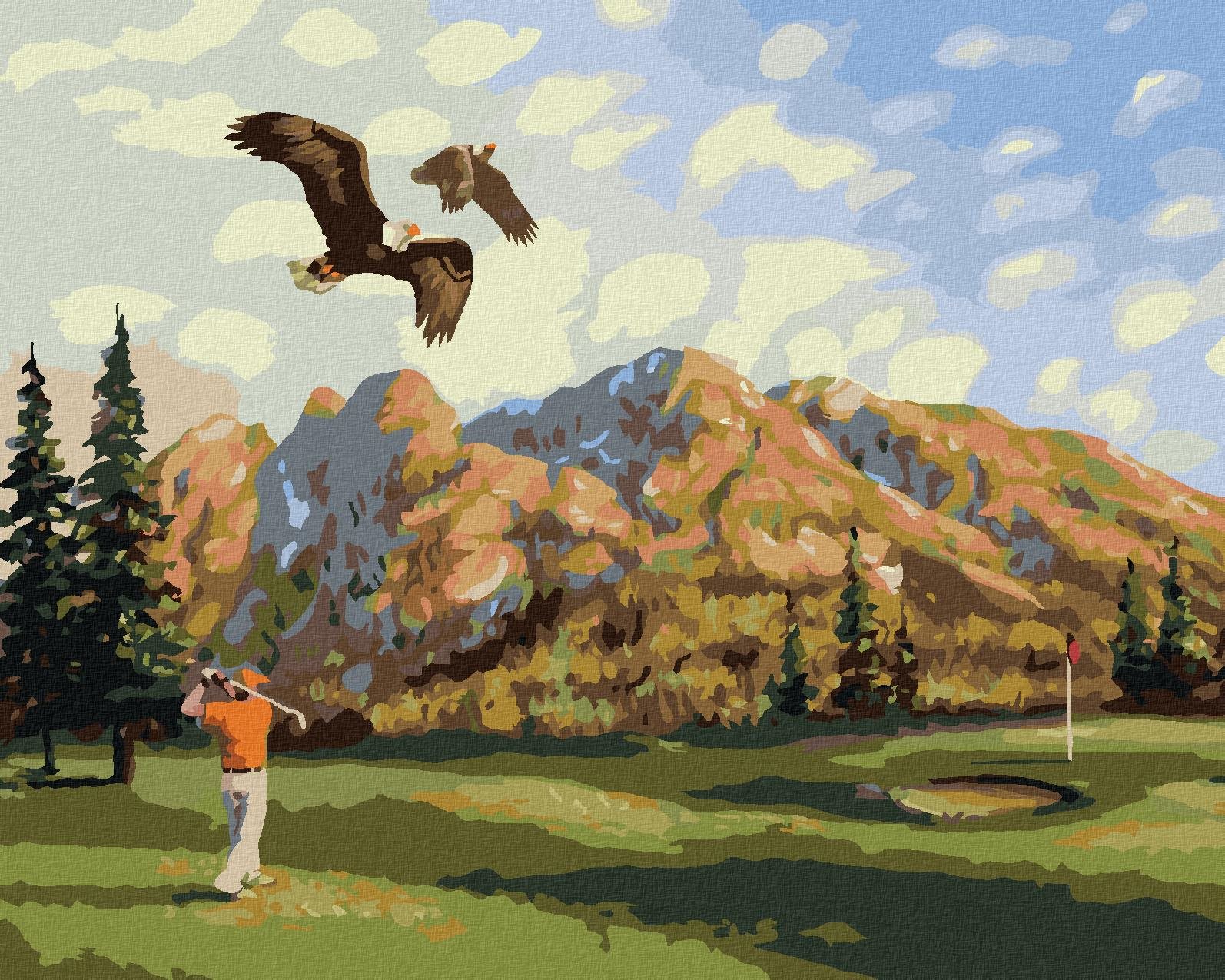 Zuty – Maľovanie podľa čísel – Golfista a orol (D. Rusty Rust), 80 × 100 cm, plátno + rám