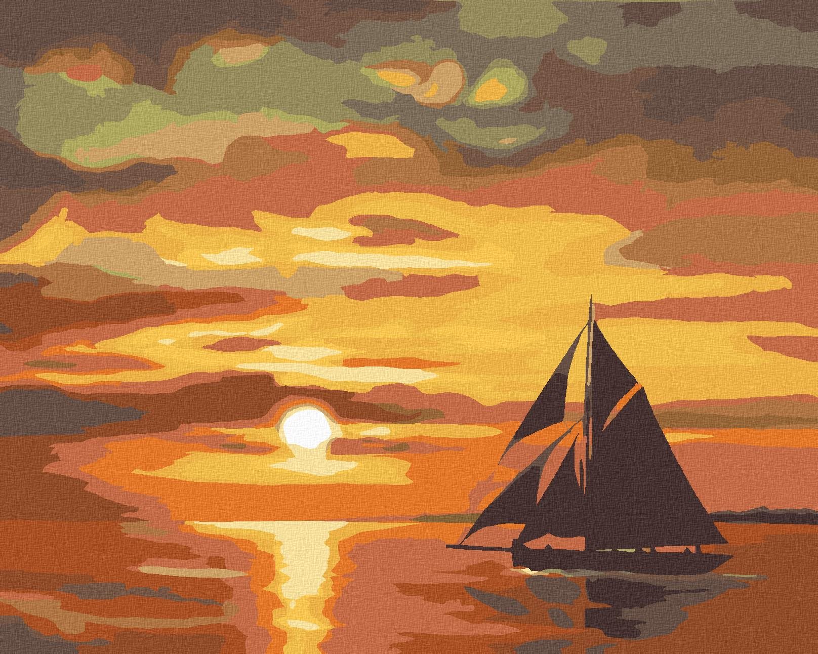 Zuty – Maľovanie podľa čísel – Tmavá plachetnica za súmraku (D. Rusty Rust), 40 × 50 cm, plátno