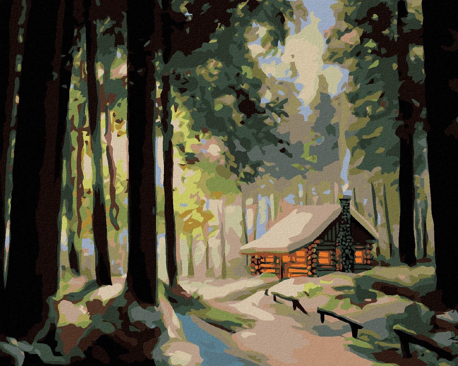 Zuty – Maľovanie Podľa Čísel – Zasnežený Zrub V Lese 3 (D. Rusty Rust), 40 × 50 cm, Plátno