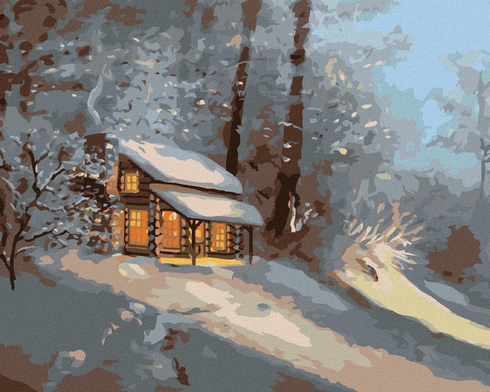 Zuty – Maľovanie podľa čísel – Zasnežený zrub v lese 2 (D. Rusty Rust), 40 × 50 cm, plátno + rám