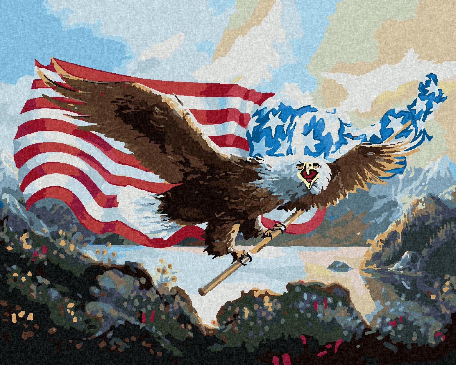 Zuty – Maľovanie Podľa Čísel – Orol S Vlajkou Usa (D. Rusty Rust), 40 × 50 cm, Plátno + Rám