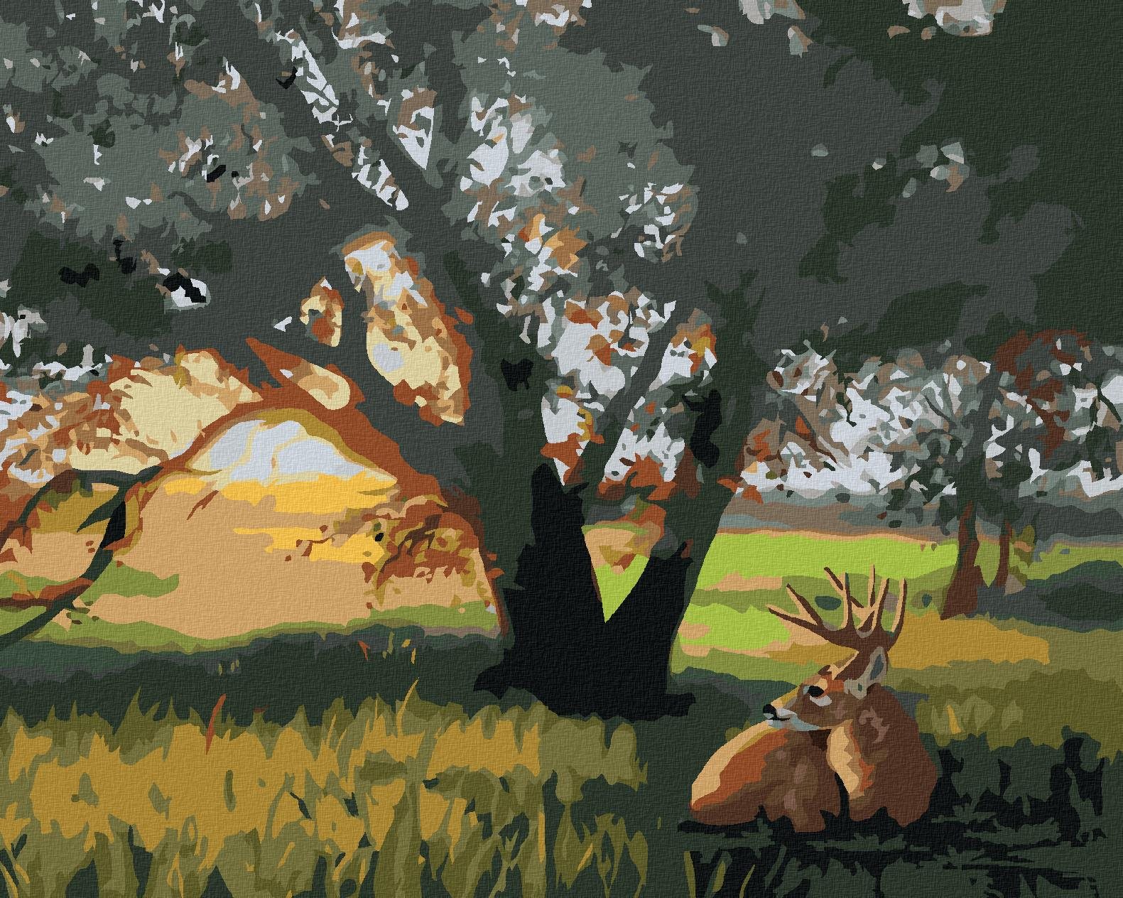 Zuty – Maľovanie Podľa Čísel – Jeleň Pod Stromom (D. Rusty Rust), 40 × 50 cm, Plátno