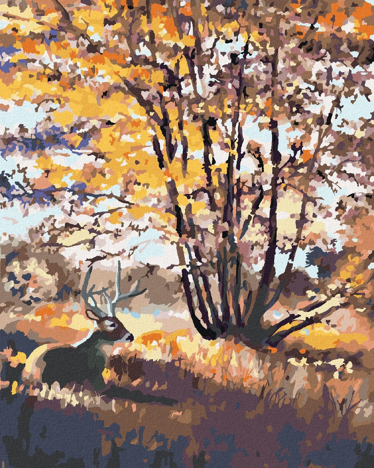 Zuty – Maľovanie Podľa Čísel – Jeleň Pri Strome (D. Rusty Rust), 40 × 50 cm, Plátno