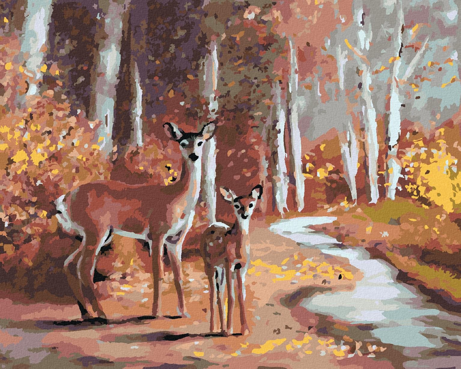 Zuty – Maľovanie Podľa Čísel – Laň S Mláďaťom (D. Rusty Rust), 40 × 50 cm, Plátno + Rám