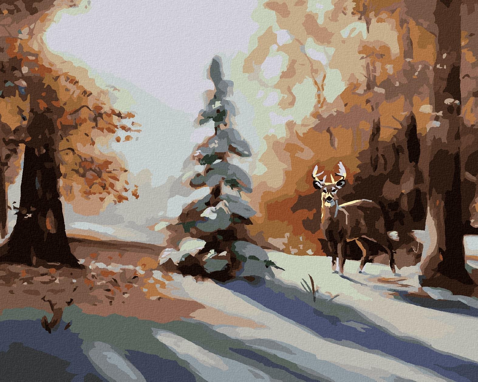 Zuty – Maľovanie Podľa Čísel – Jeleň Pri Zasneženom Strome (D. Rusty Rust), 40 × 50 cm, Plátno