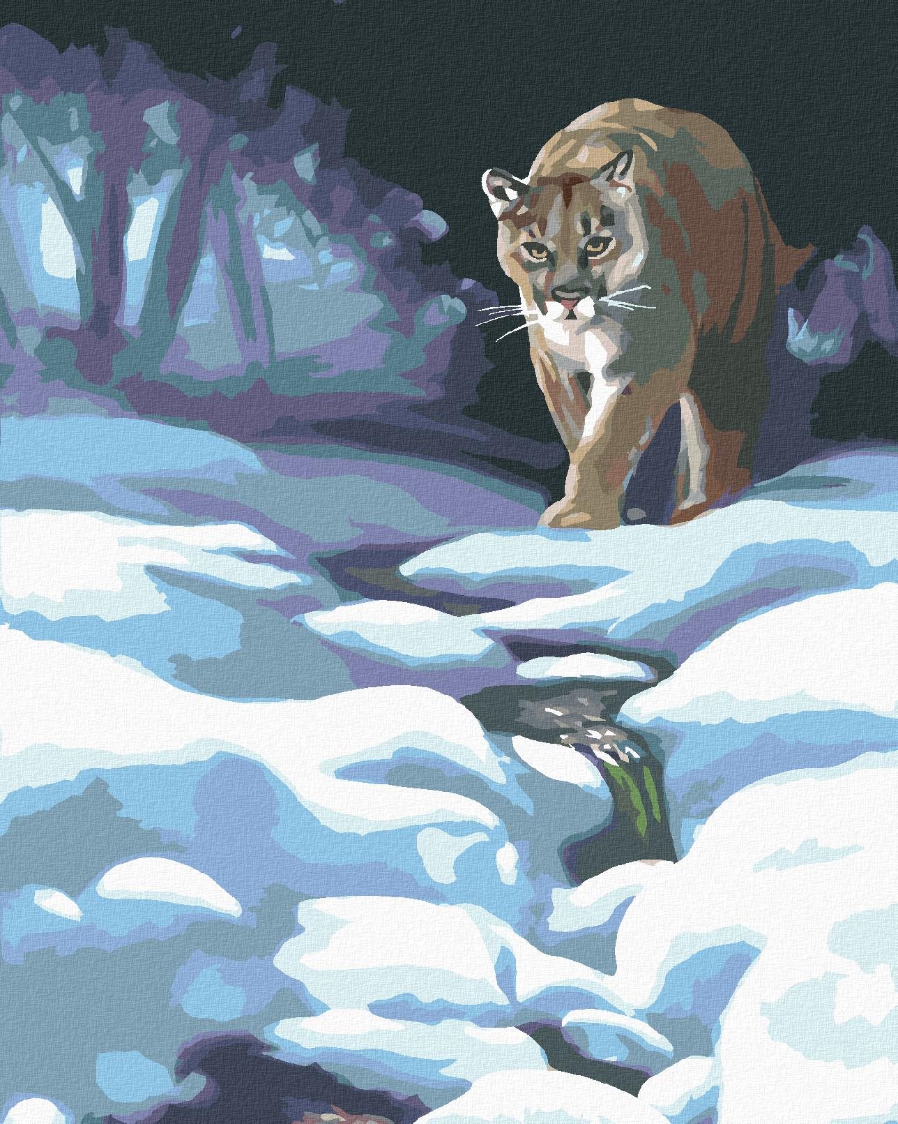 Zuty – Maľovanie Podľa Čísel – Puma V Snehu (D. Rusty Rust), 80 × 100 cm, Plátno