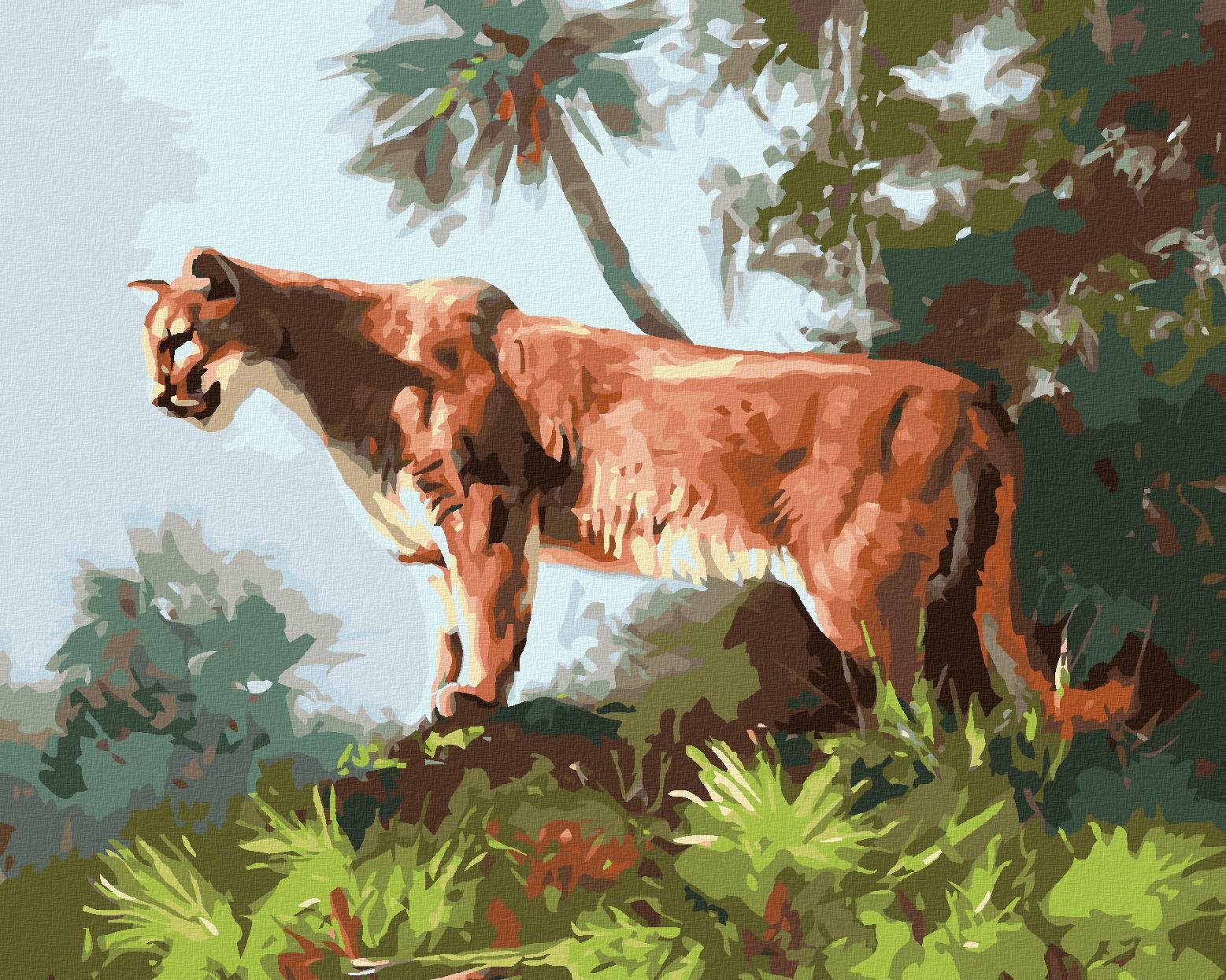 Zuty – Maľovanie Podľa Čísel – Puma V Džungli (D. Rusty Rust), 80 × 100 cm, Plátno + Rám