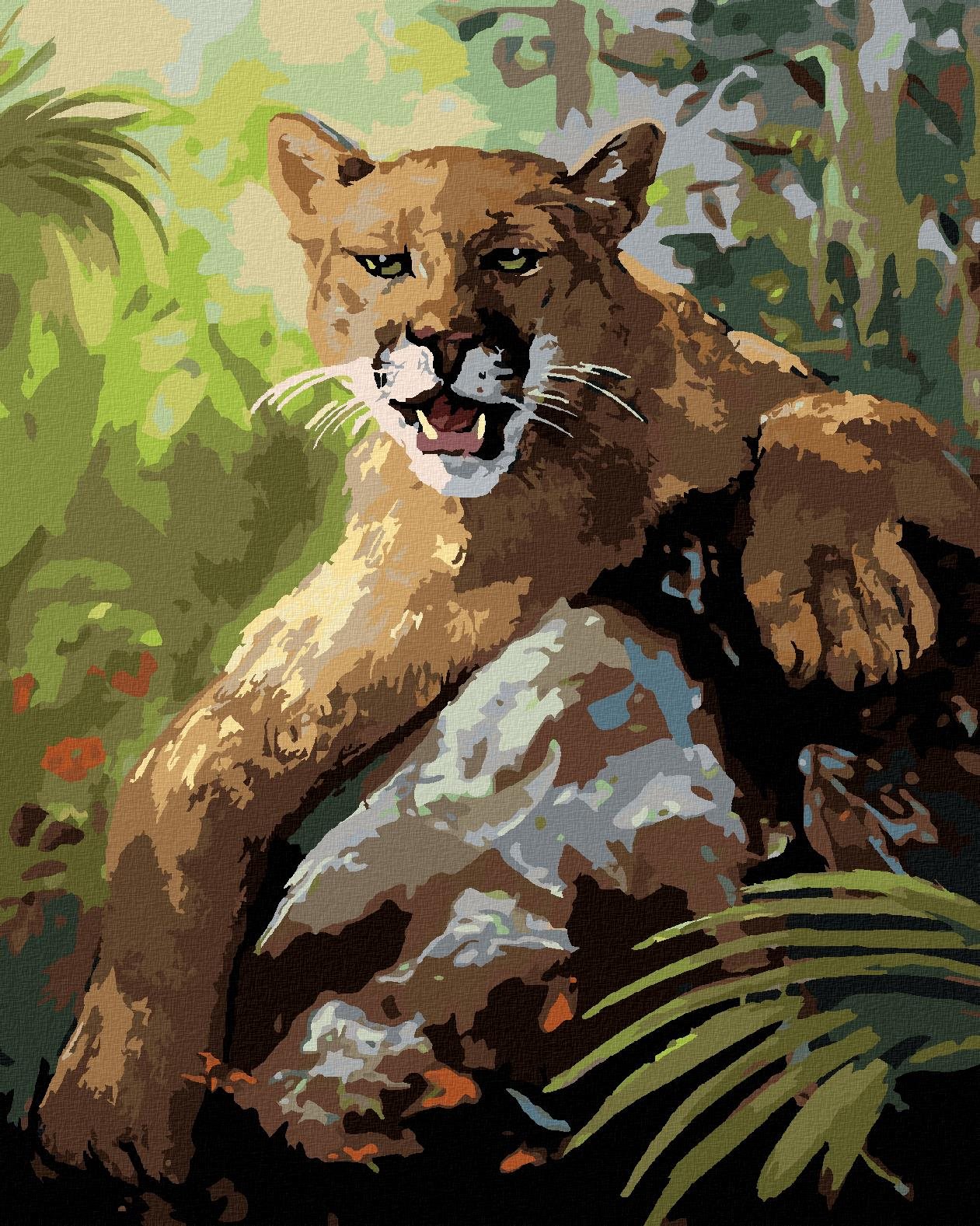 Zuty – Maľovanie Podľa Čísel – Puma Ležiaca Na Kameni (D. Rusty Rust), 40 × 50 cm, Plátno