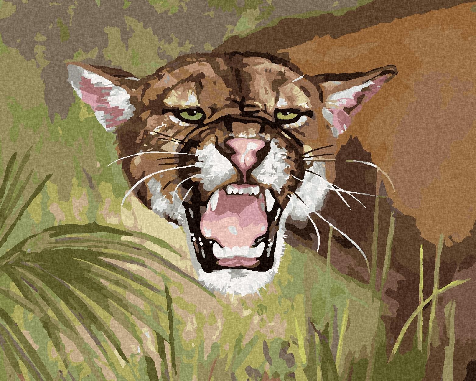 Zuty – Maľovanie Podľa Čísel – Puma Ukazujúca Zuby (D. Rusty Rust), 40 × 50 cm, Plátno