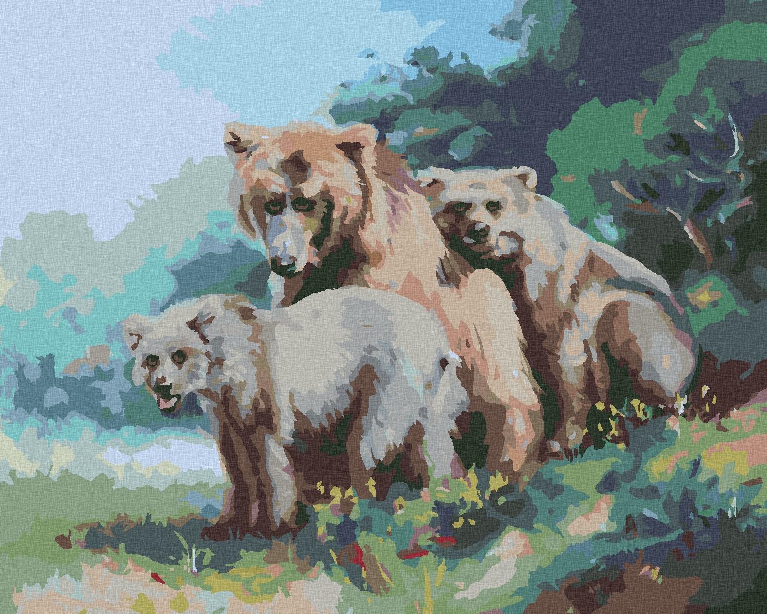 Zuty – Maľovanie Podľa Čísel – Medvedia Rodinka (D. Rusty Rust), 40 × 50 cm, Plátno + Rám