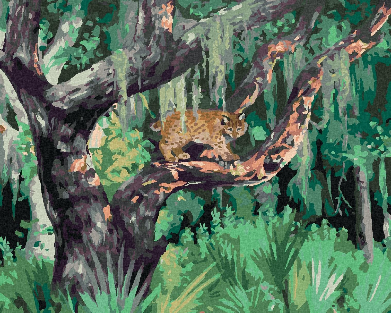 Zuty – Maľovanie Podľa Čísel – Rys Na Strome V Džungli (D. Rusty Rust), 40 × 50 cm, Plátno