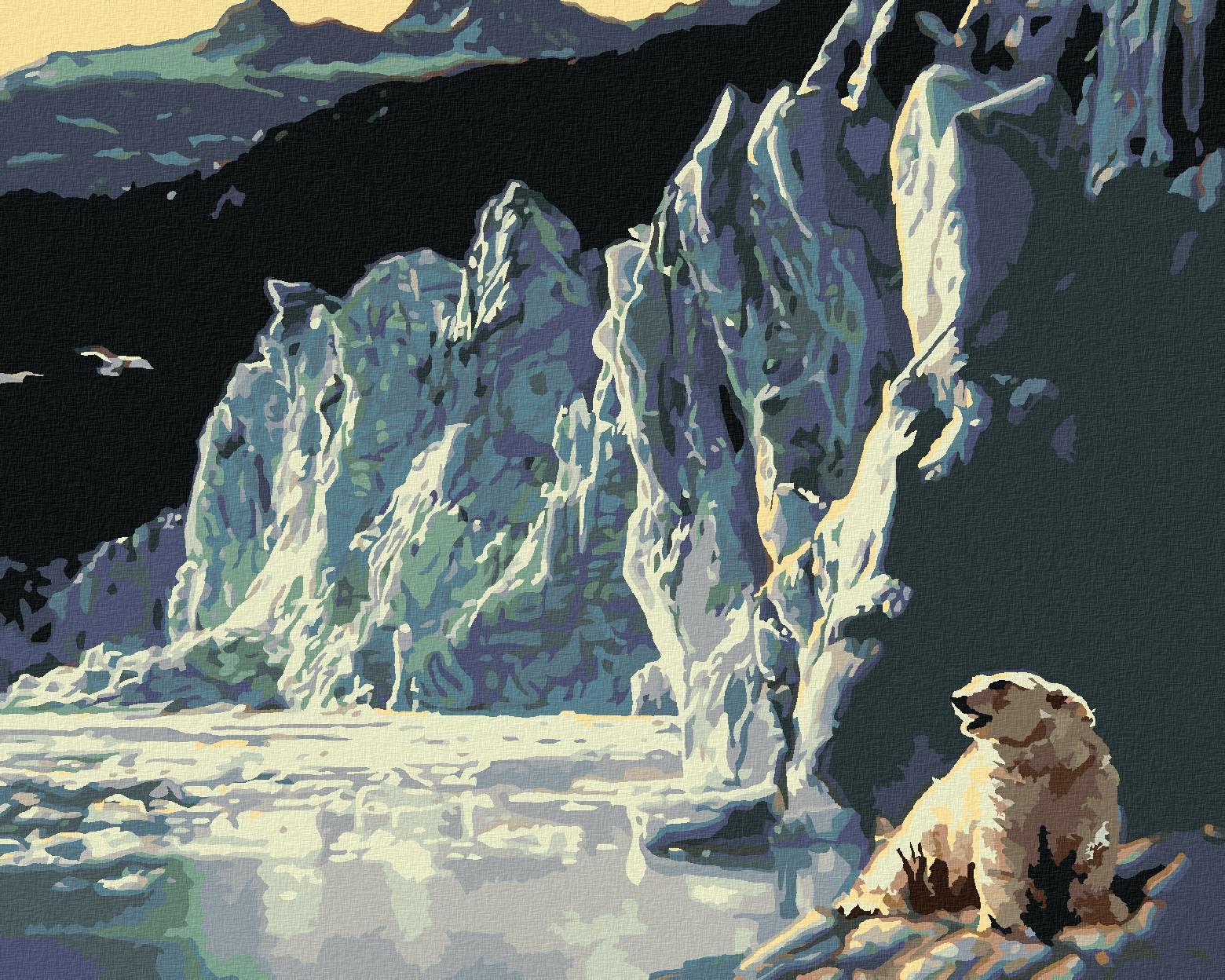 Zuty – Maľovanie Podľa Čísel – Ľadový Medveď A Ľadovec (D. Rusty Rust), 40 × 50 cm, Plátno