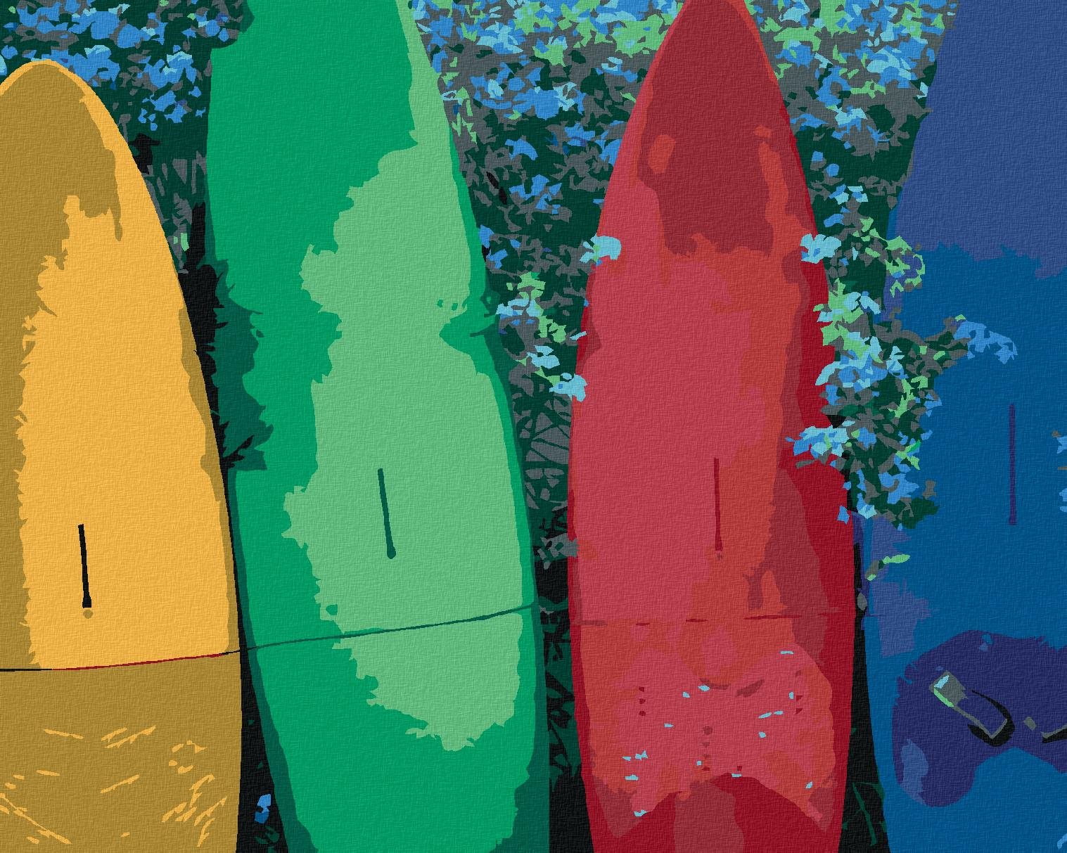 Zuty – Maľovanie Podľa Čísel – Surferské Dosky (Dennis Frates), 40 × 50 cm, Plátno