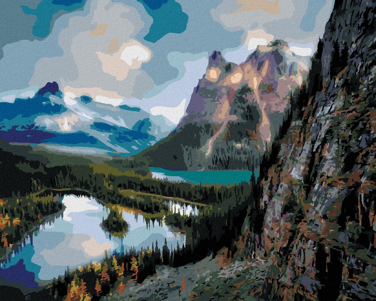 Zuty – Maľovanie Podľa Čísel – Jazerá V Horskej Krajine (Dennis Frates), 40 × 50 cm, Plátno